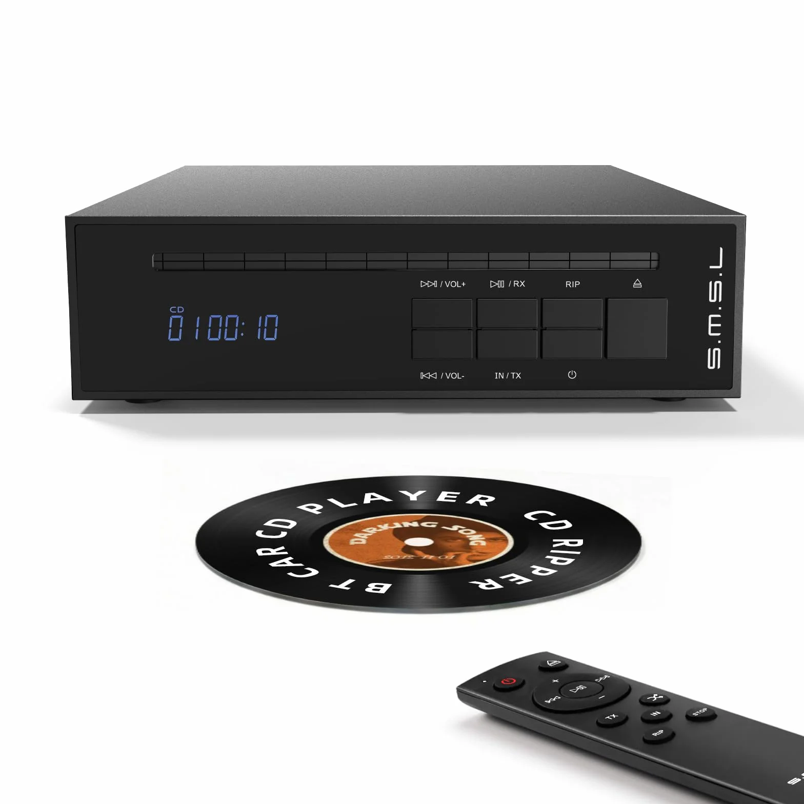 SMSL PL20 Lettore CD HiFi per Casa, con Funzione di Ripping CD, Bluetooth per Auto, 2 chip CS43131, Ingresso USB/Bluetooth, Uscite RCA/BT/3,5 mm/4,4 mm Bilanciata/Digitale Ottica/Coassiale (Nero)