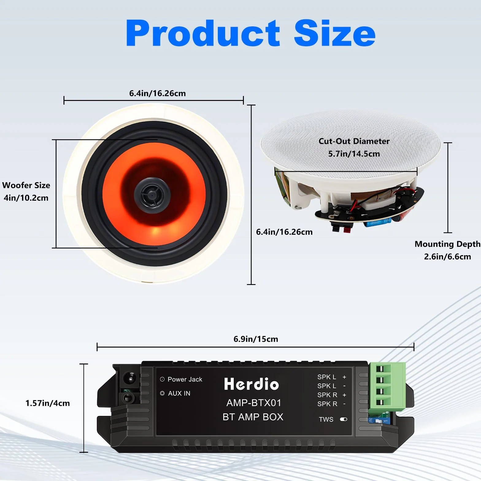 Herdio 2 Way Round 6.5 Pollice Altoparlanti da Soffitto 300 Watt Bluetooth