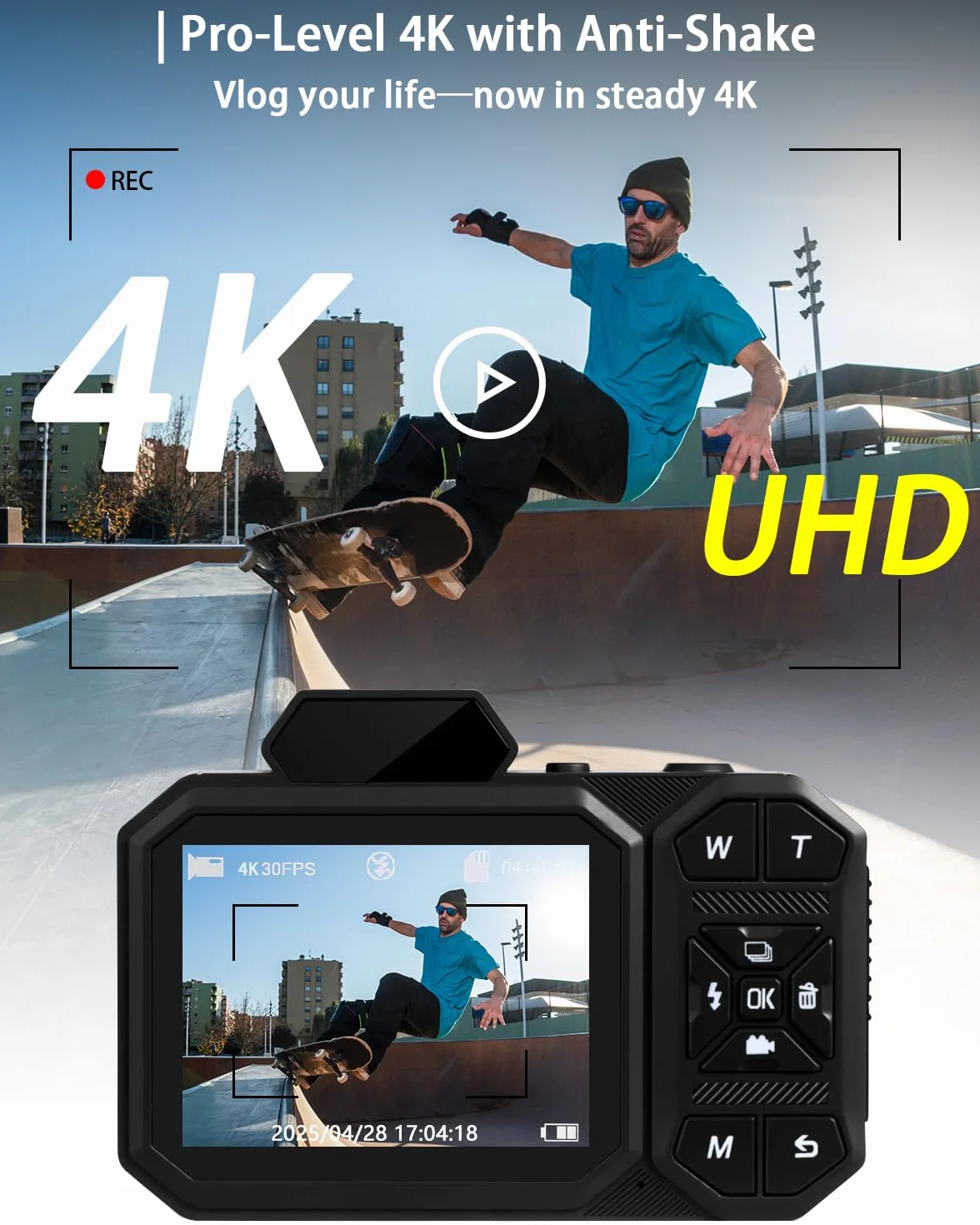 Macchina Fotografica Digitale, Bextgoo Fotocamera 4K per Vlog con Scheda da 64GB, Fotocamera con Autofocus da 48MP, Zoom 12X, Flash e Anti-Shake, Fotocamera Digitale Compatta per Adulti e Adolescenti