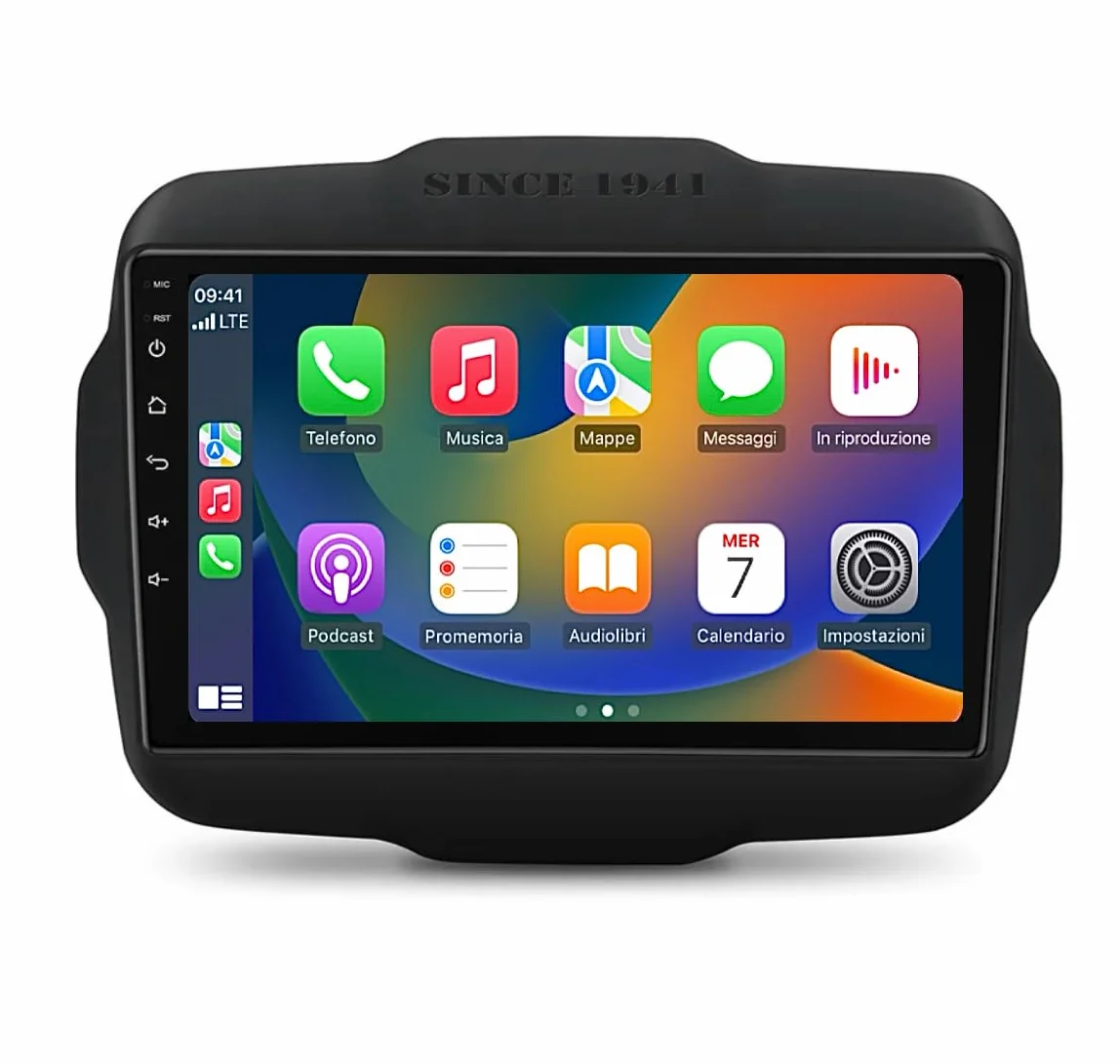 Autoradio Android 9 Pollici per Jeep Renegade 2014-2019, Schermo Touch HD, Apple CarPlay & Android Auto, GPS Navigatore, Bluetooth WiFi USB (4GB RAM 64GB ROM) CTB-RNG10X