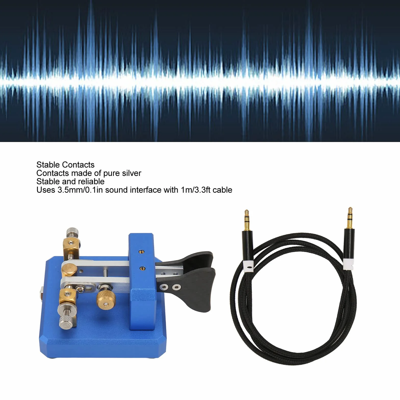 Lambic Double Paddle Morse Code Key, Portable CW Telegraph Key for Camping Indoor (Blu scuro)