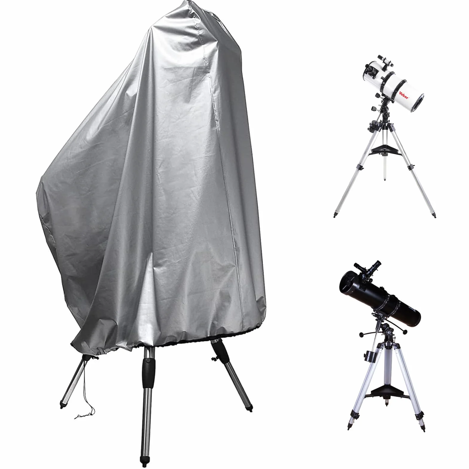 Copertura per Telescopio Impermeabile，Copertura Protettiva del Telescopio con Corda Regolabile,Telo Copri Telescopio Antipolvere,Anti-UV,Telo Proteggi Telescopio 420D Oxford (160*120cm,argento)