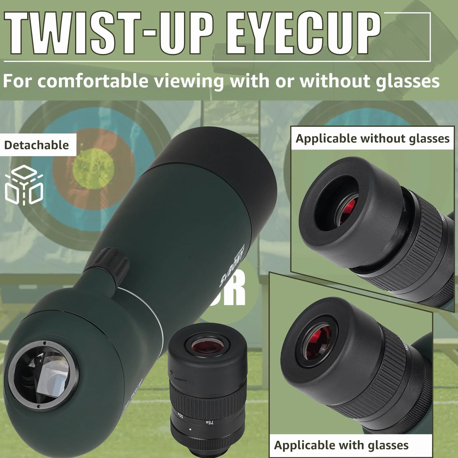 Svbony SV28PLUS Cannocchiale, con Treppiede, 25-75x70mm HD BAK4, A5 Rosso Vino FMC Impermeabile,Cannocchiale Terrestre con Adattatore Telefono Borsa, per Tiro a Segno Tiro, con l'arco Birdwatching