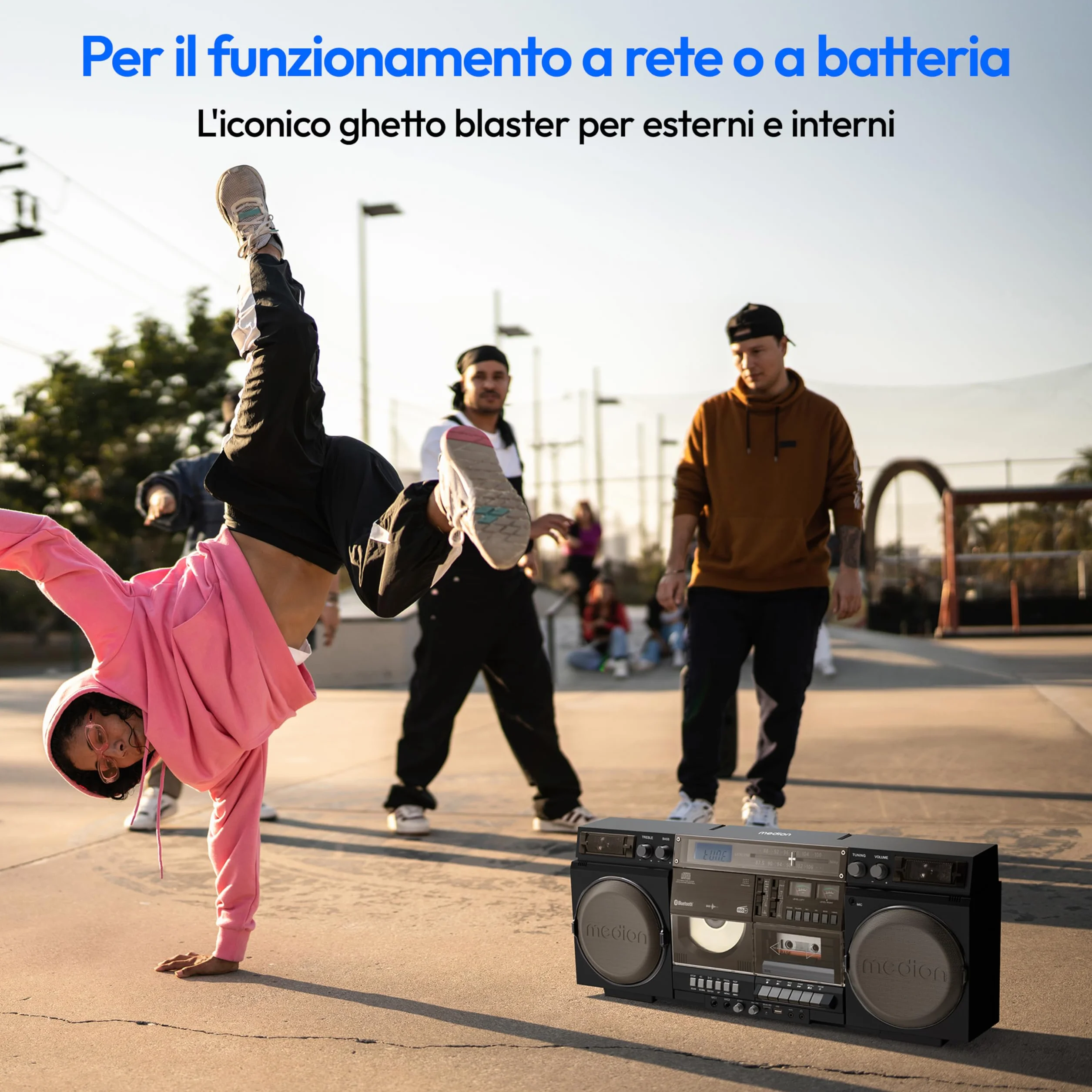 MEDION Registratore a cassette P66538 Ghetto Blaster retrò con lettore CD, Bluetooth, DAB+, USB, SD