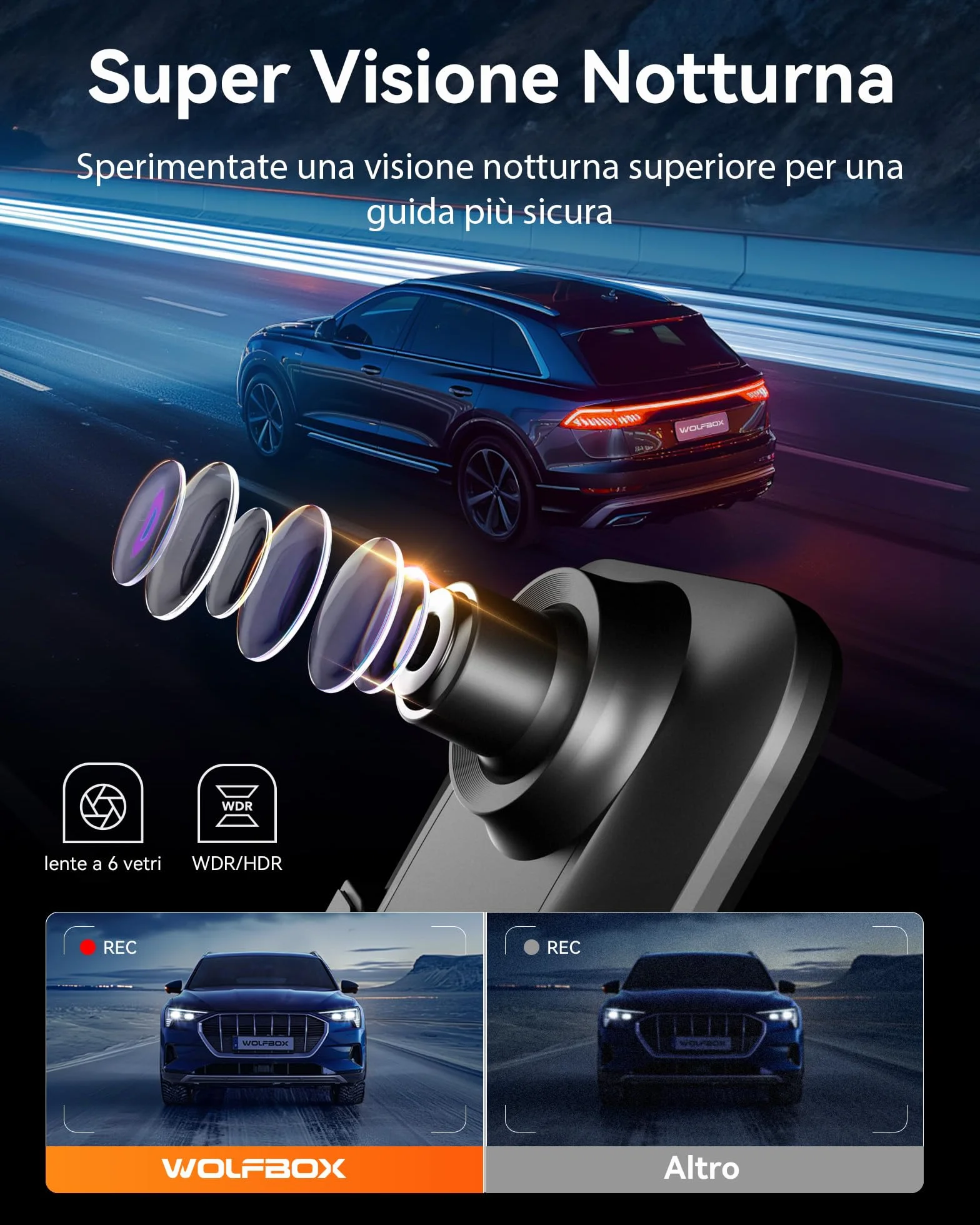 WOLFBOX 12" 4K Telecamera per Specchietto Retrovisore Auto con 5.8GHz WiFi e Controllo Vocale, Doppia Specchio Dash Cam con 1080P WDR Backup Camera, Monitor di Parcheggio, Scheda 64GB & GPS (G850)