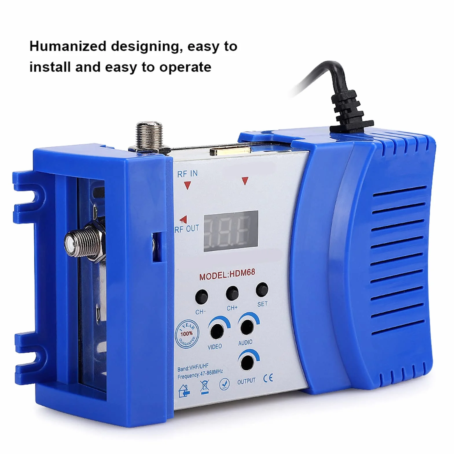 Jectse Modulatore HD HDMI Digitale HDM68 VHF/UHF con Livello di Uscita Regolabile