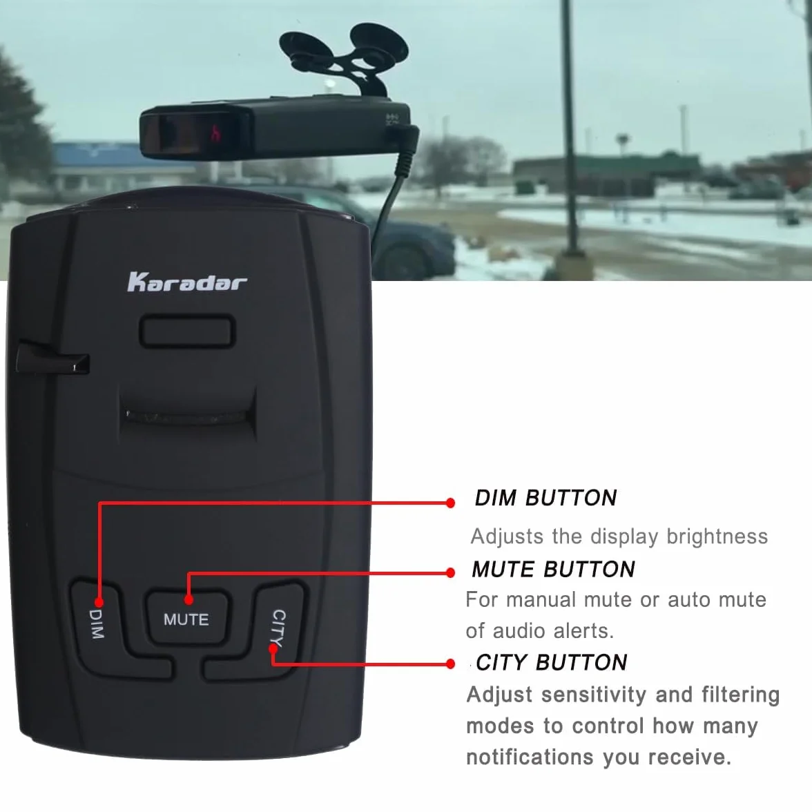 Rilevatore radar X/K/Ka Band & Laser Detection, rilevabile polizia Speed Trap Detector per auto LaserEye e False Alert Filtering S360 (KARADAR)
