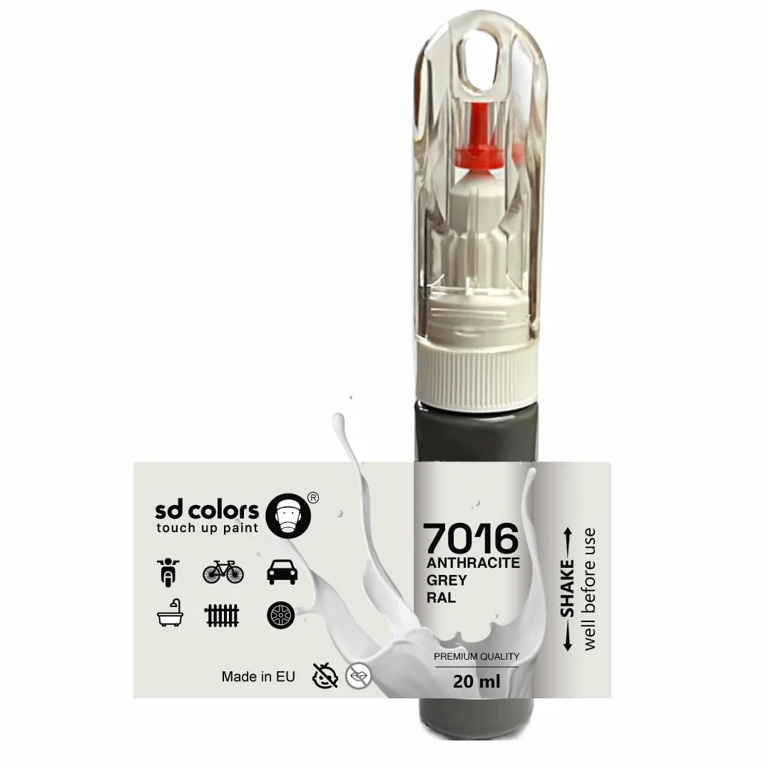 SD COLORS Vernice Ritocco 20ml Grigio Antracite RAL 7016 Soluzione Universale per Auto Metallo Plastica Legno