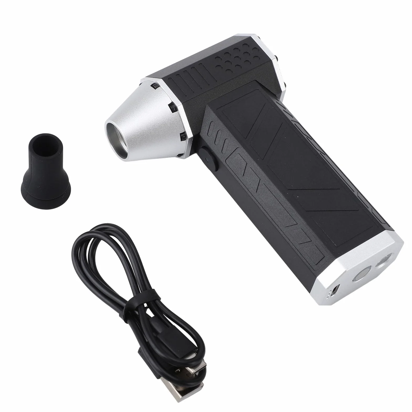 Mini Turbo Ventilatore, Jet Dry Blower 120000RPM Motore Brushless 3 velocità Elettrico Ricaricabile Air Duster Jet Fan con Luce LED per Auto Case Spazi Esterni (Nero+Argento)