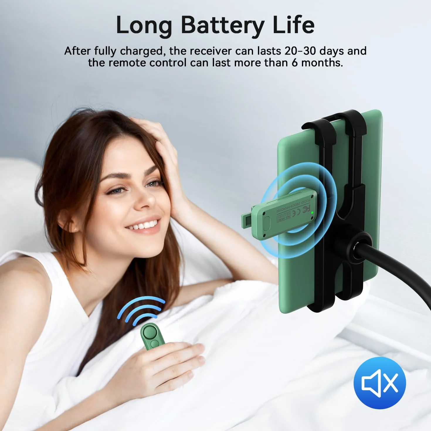 Supporto per Kindle con Telecomando Pagina Turner HKRC004 Verde, Regolabile per Lettura a Letto, Compatibile con Kindle iPad Tablet