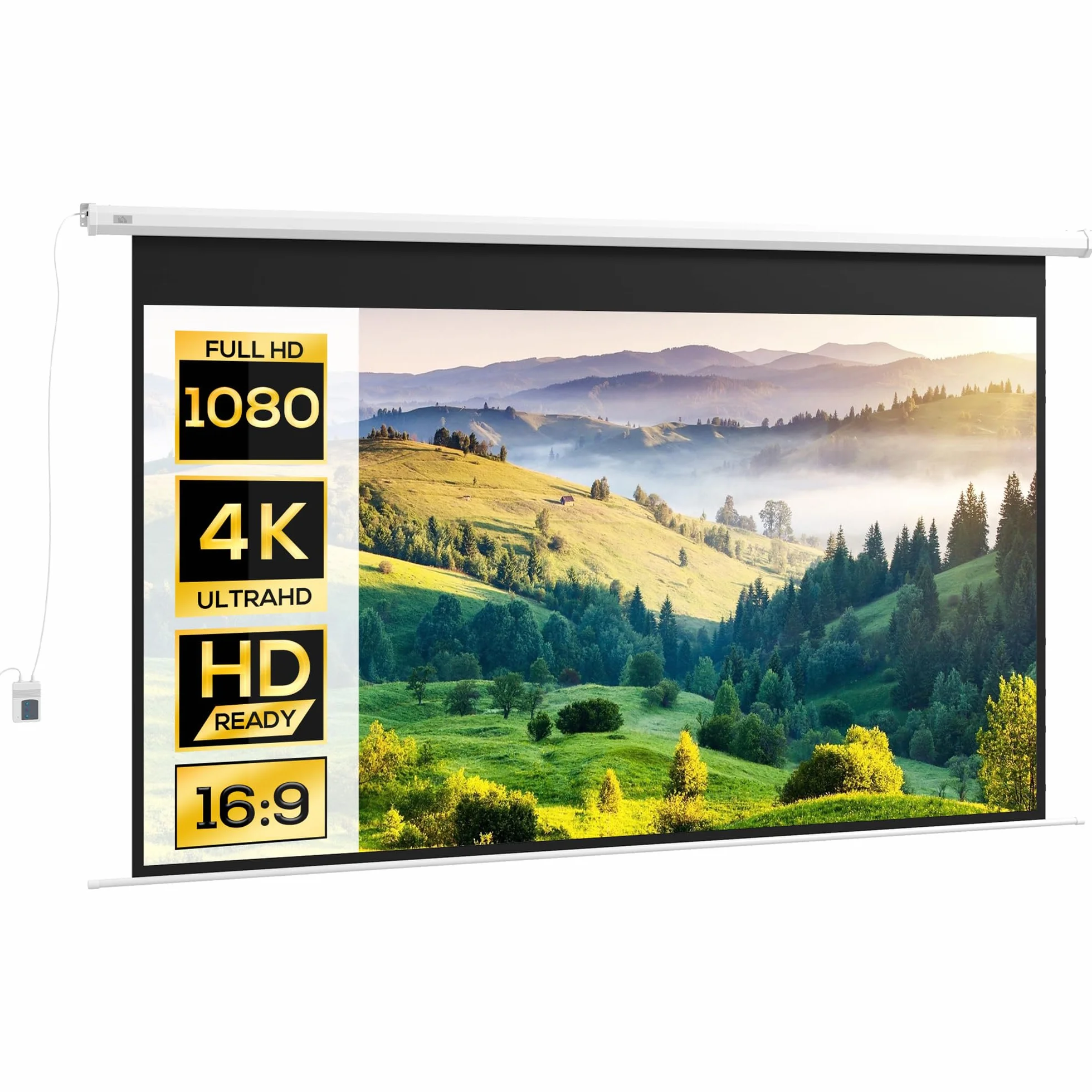 HOMCOM Telo Proiettore Motorizzato da 120 Pollici 4K HD Formato 16:9, Schermo Proiettore Motorizzato Elettrico con Telecomando, Telo Videoproiettore per Casa, Cinema, Ufficio, Home, Esterno, Bianco