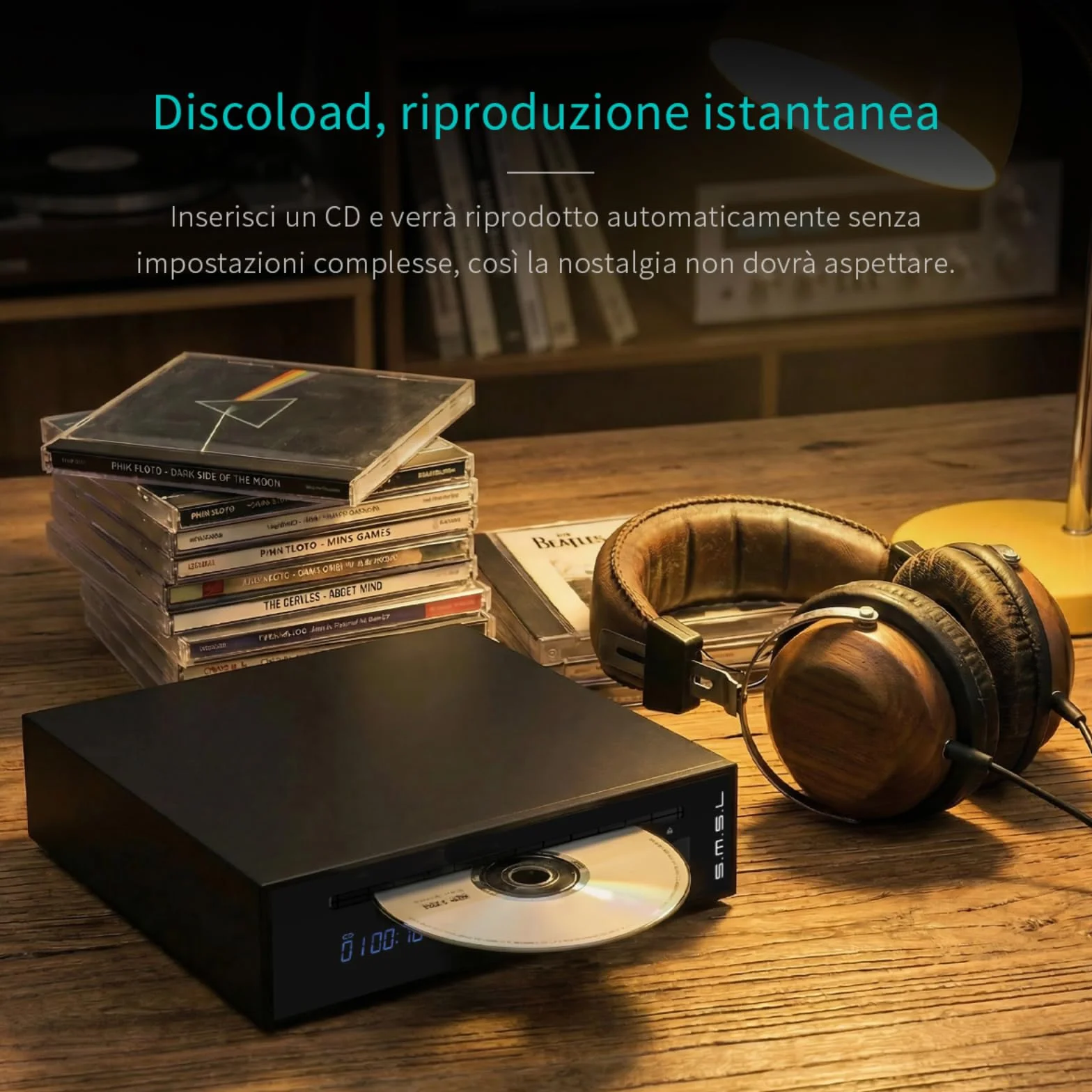 SMSL PL20 Lettore CD HiFi per Casa, con Funzione di Ripping CD, Bluetooth per Auto, 2 chip CS43131, Ingresso USB/Bluetooth, Uscite RCA/BT/3,5 mm/4,4 mm Bilanciata/Digitale Ottica/Coassiale (Nero)