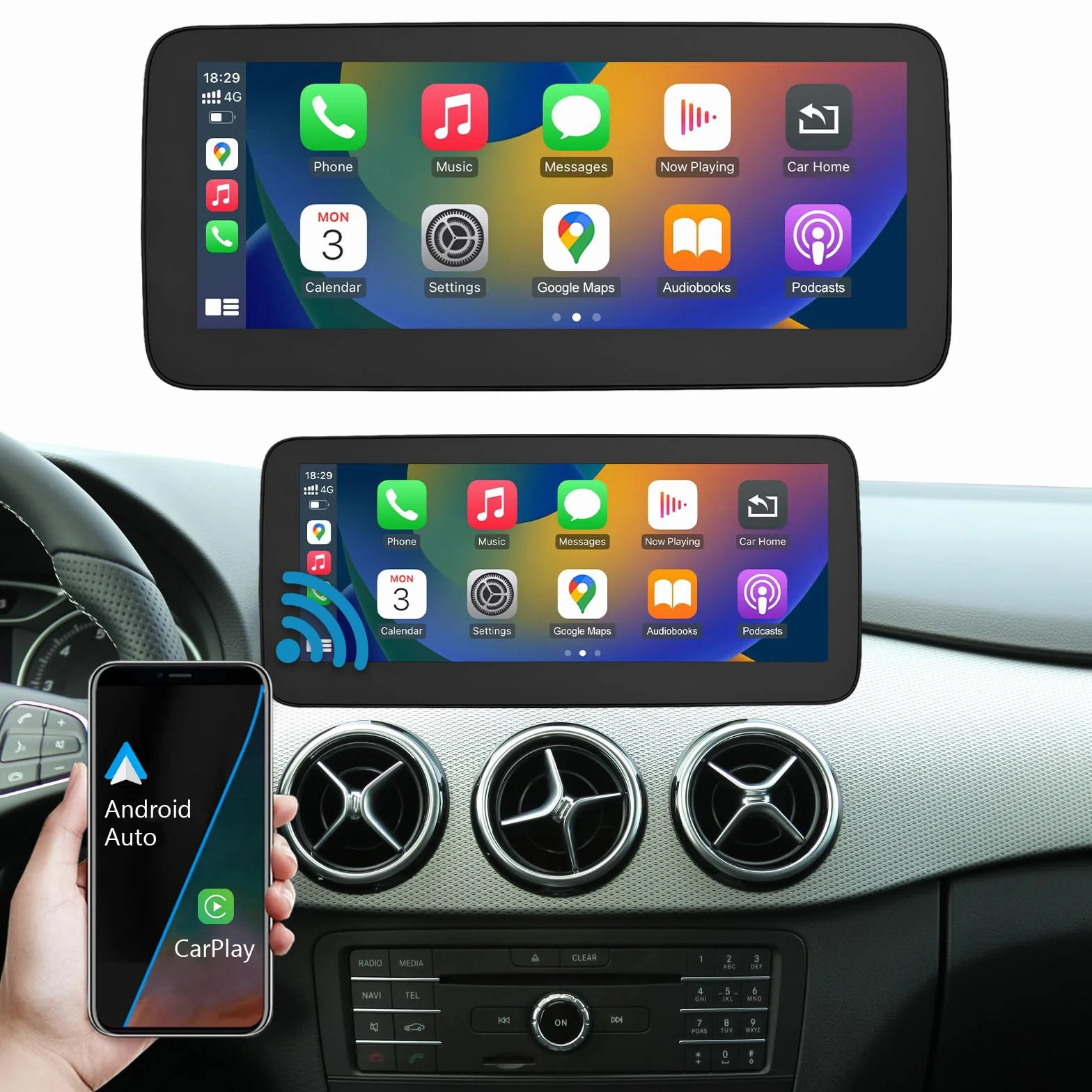 Autoradio 12,3 pollici Touchscreen per Mercedes Benz Classe B W246 2015-2018 con NTG 5.0/5.1/5.2, supporta Apple Carplay/Android Auto/Mirrorlink