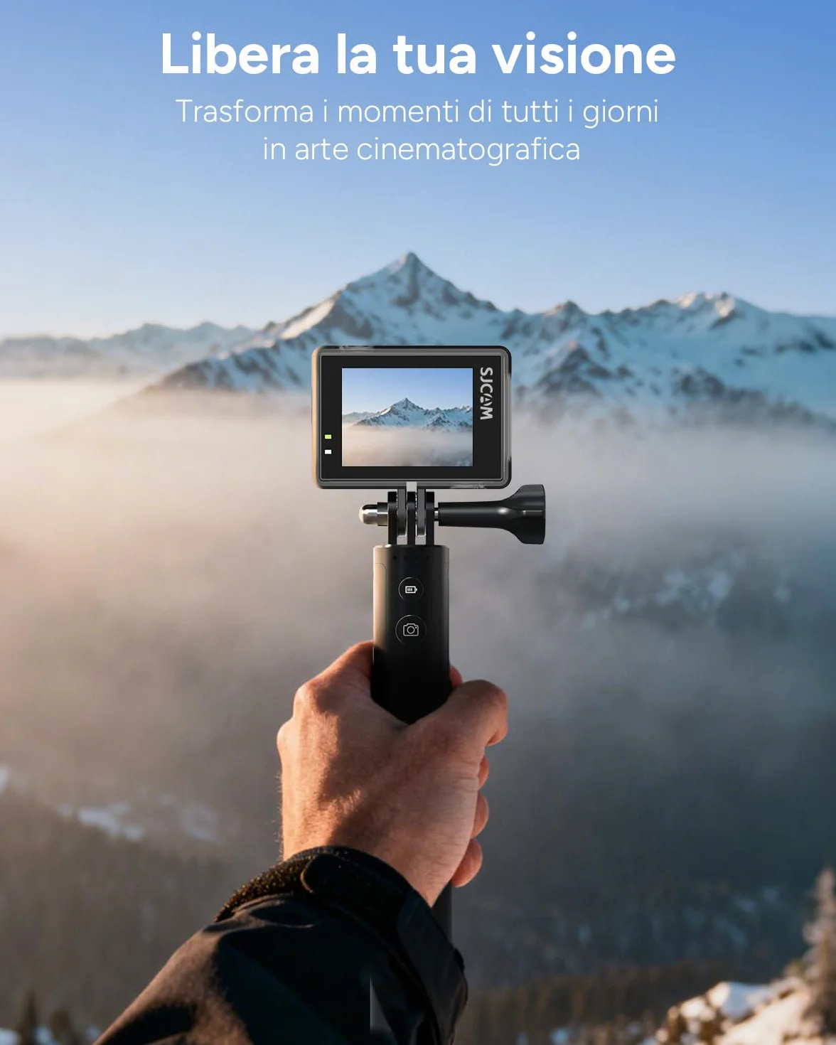 SJCAM SJ6 ULTRA Action Cam 4K Doppio Schermo Touch Videocamera Subacquea 30M Sensore 1/2.7" CMOS 166° Grandangolo Stabilizzazione EIS 6-Assi WiFi 2 Batterie Kit Accessori Moto