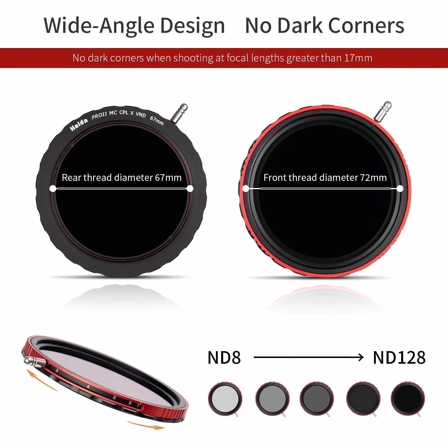 Haida CPL + VND Filtro 2 in 1 82mm – Filtro Polarizzante Filtro ND Variabile 3-7 Stop ND8 ND16 ND32 ND64 ND128