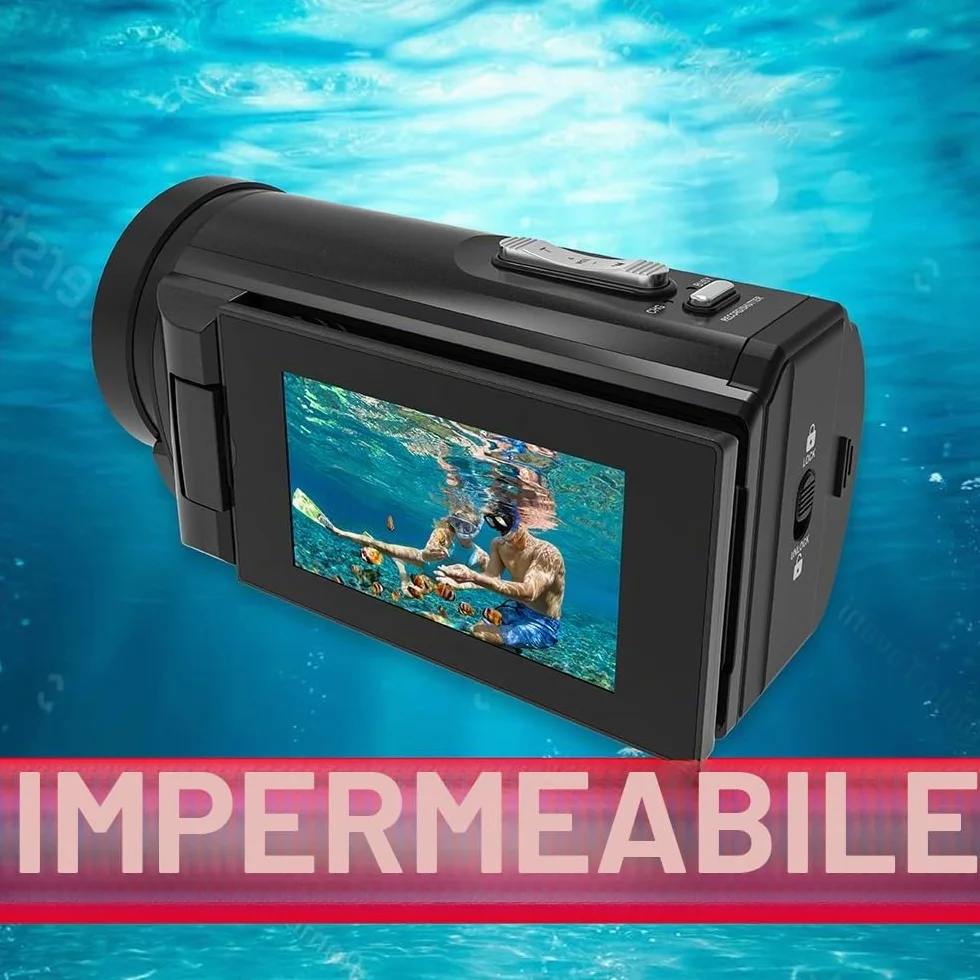 Agfaphoto - Videocamera - Realimove CC4000W - 4K, Schermo LCD Articolato IPS da 3", Zoom Digitale 18X, Impermeabile fino a 5 m, Stabilizzazione Elettronica, Batteria al Litio – Nero