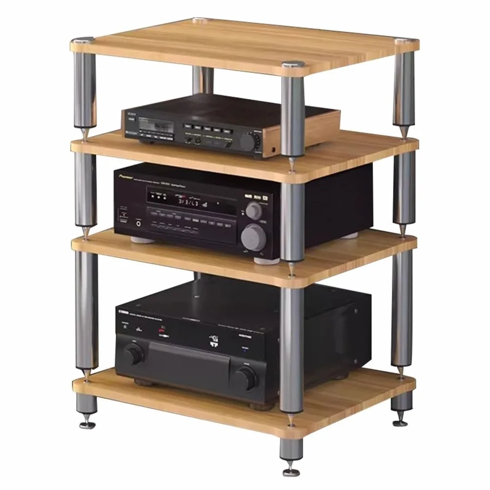 Cabinet Audio HIFI A 1/2/3/4 Livelli Supporto Per Lettori Di Dischi HIFI Stand Altezza Regolabile AV Media Storage Audio Rack Tower Per Giradischi/stampante/ky Box/TV(Wood color,60*48*76cm(4T