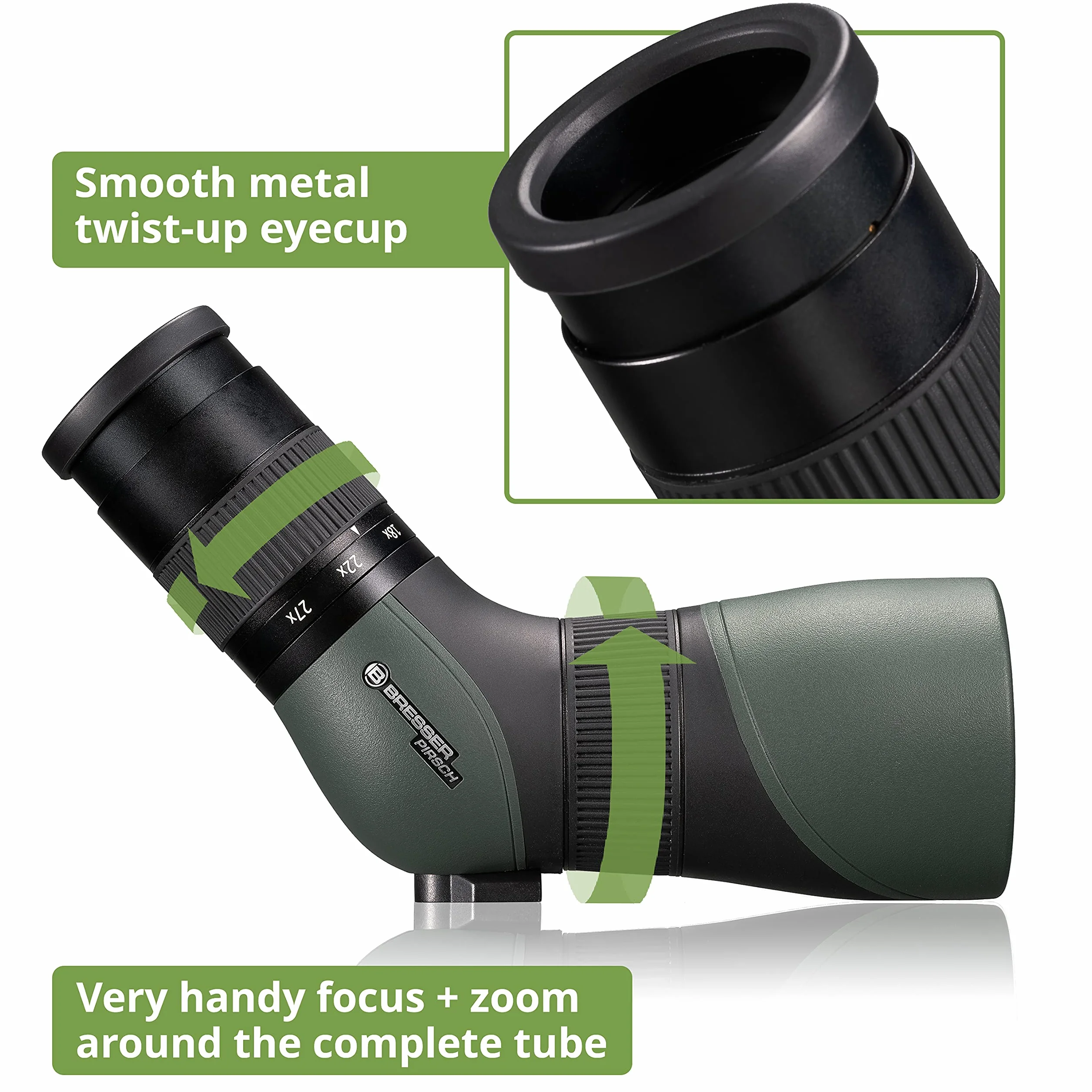 Bresser Telescopio terrestre Pirsch 9-27x56 Generazione II, Verde