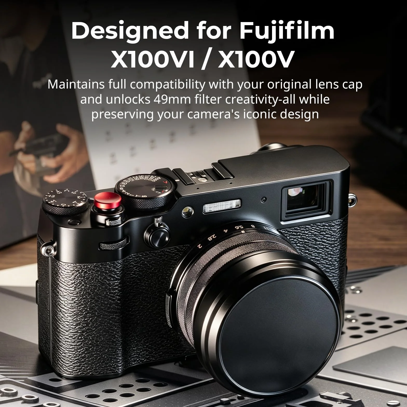 SMALLRIG Paraluce per Obiettivo X100VI, Parasole per Obiettivo FUJIFILM X100VI / X100V, Lega di Alluminio, Copertura Protettiva Antigraffio, Compatibile con Filtri, Antiriflesso, Nero - 5848