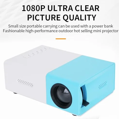 Tosuny Proiettore Intelligente, Mini Proiettore Full HD 1080p con luminosità 100si 6000lm, Altoparlante Incorporato, Compatibile con Laptop Stick Smartphone Tv Stick, per Home Theater