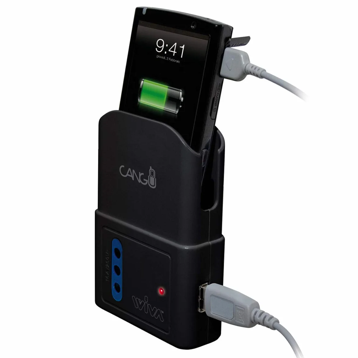 CARICABATTERIE UNIVERSALE PER CELLULARI CON TASCA CANGU