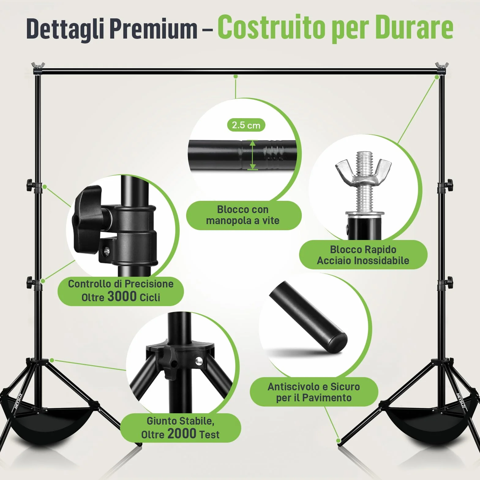 Set Supporto Fondale Fotografico 3x2m – Struttura Portatile Regolabile con Borsa per Studio, Matrimonio, Feste e Video YouTube