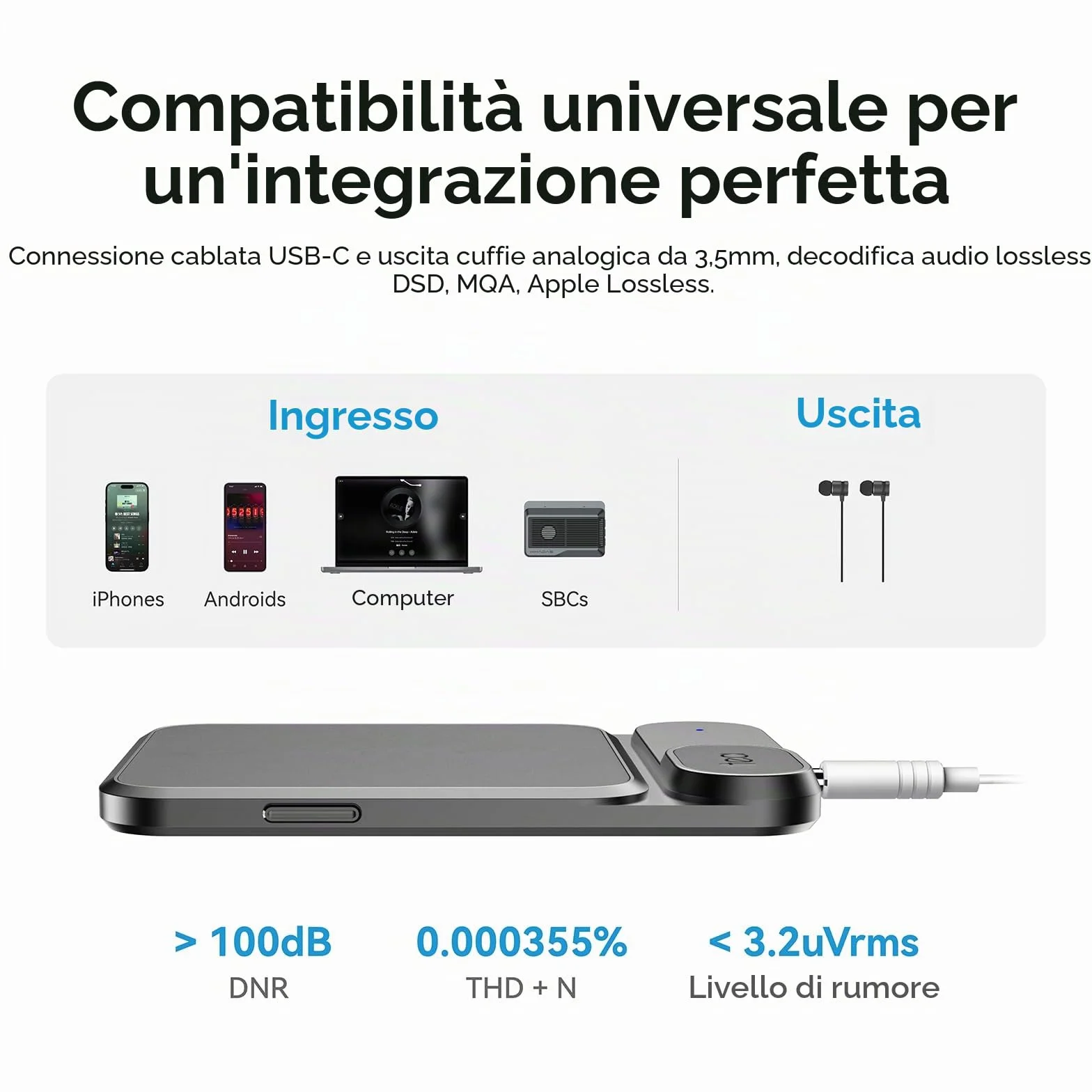 khadas Tea Amplificatore Bluetooth per Cuffie Portatile HiFi DAC USB 32bit/384kHz, LDAC/aptX HD, MQA, DSD, PCM, Bluetooth 5.0, Ess ES9281ACPro, Qualcomm QCC5125 (Grigio)