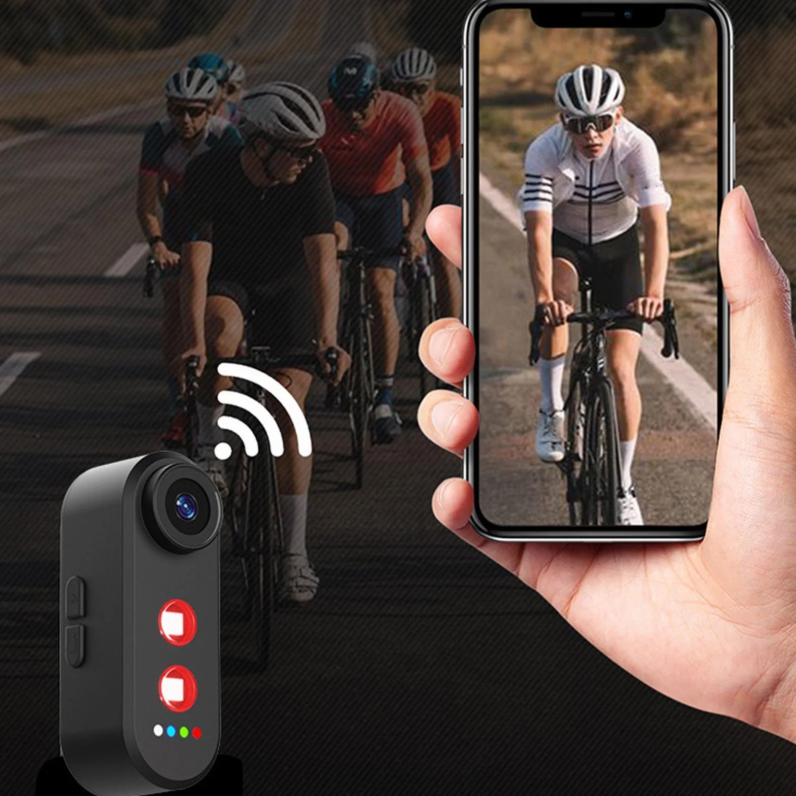 Camera da Ciclismo 1080p con Luce di Coda, Telecamera Posteriore in Bicicletta 1080p, Angolo di 140 ° Largo, IPX6, Registrazione del Loop, Supporto per App, per Montagna, Bici (64G)