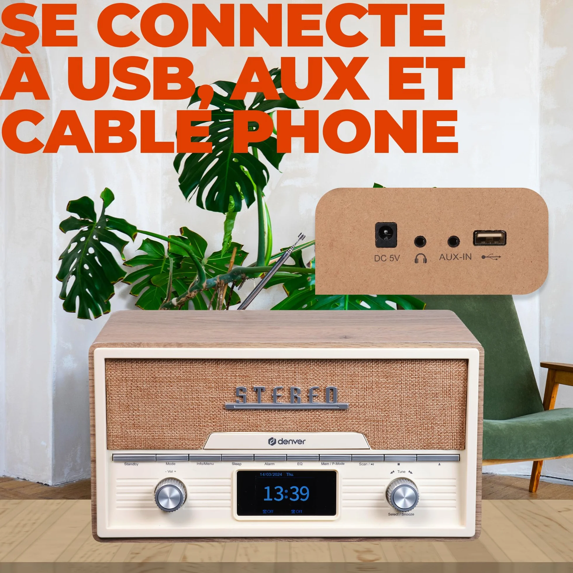 Denver Retro Dab+/FM Radio con CD/BT/USB MDA-525LW