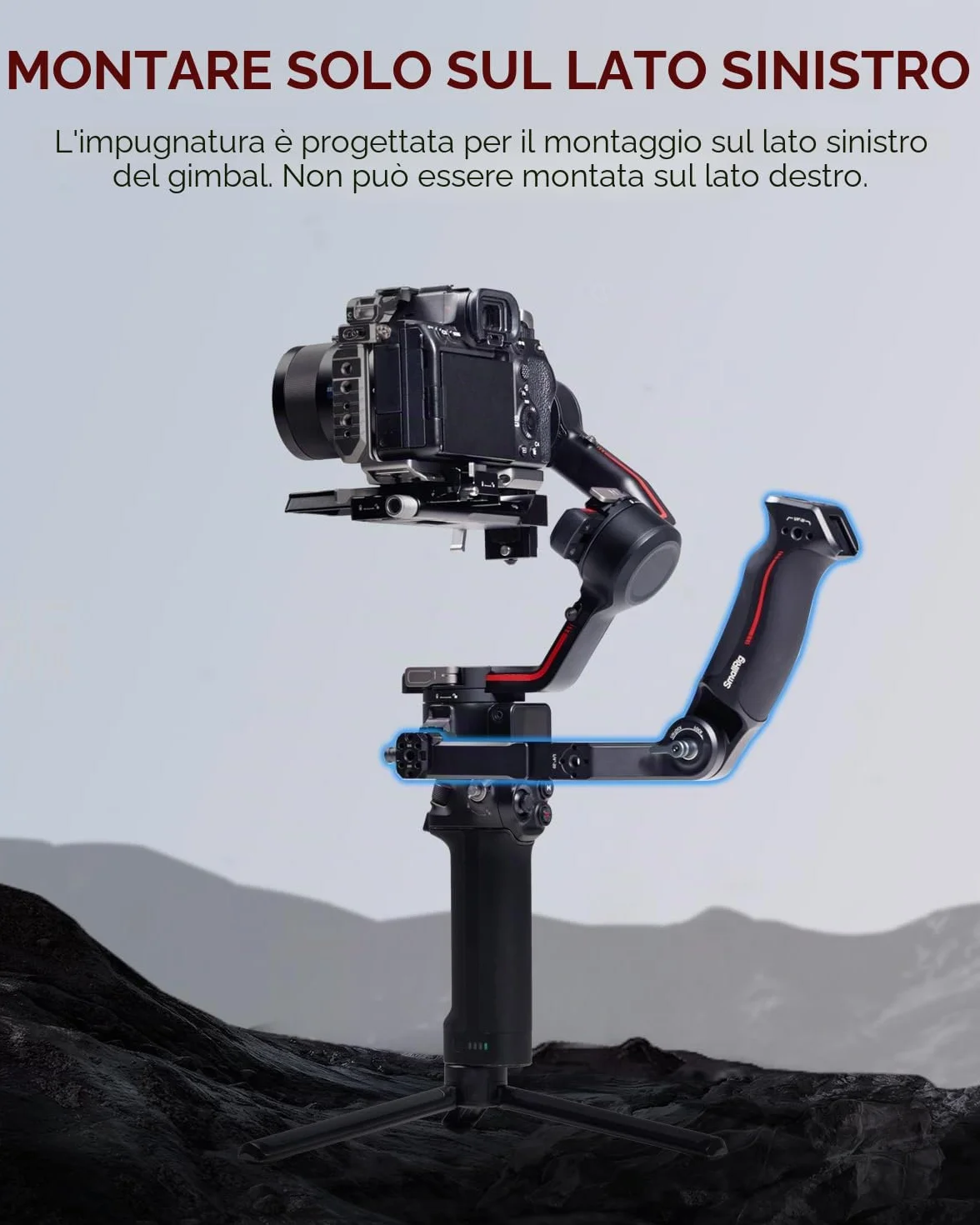 (Nuova Versione) SMALLRIG Impugnatura Regolabile per DJI RS 4 mini/Pro/RS 4, RS 3 mini/Pro/RS 3, RS 2 / RSC 2, Carico 8 kg / 17,6 LB, Impugnatura Ergonomica per Riprese ad Angolo Basso - 3028D