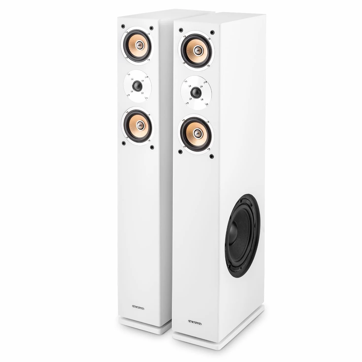 AUNA Linie 501 FS - Coppia Altoparlanti a Torre, Diffusori da Pavimento, Altoparlanti Passivi, 3 Vie, Bass Reflex, Woofer 20 cm (8"), 2 Midrange 10 cm (4"), Tweeter 2,5 cm (1"), 140W RMS, Bianco