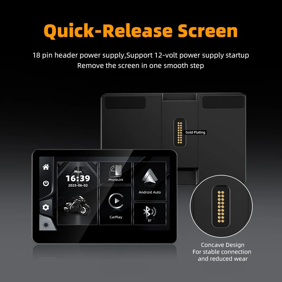Schermo da 6,2 pollici in alluminio per moto per BMW R1200GS R1250GS R1300GS F850GS F900, CarPlay wireless e display automatico Android (senza staffa/nessun GPS autonomo), compatibile con