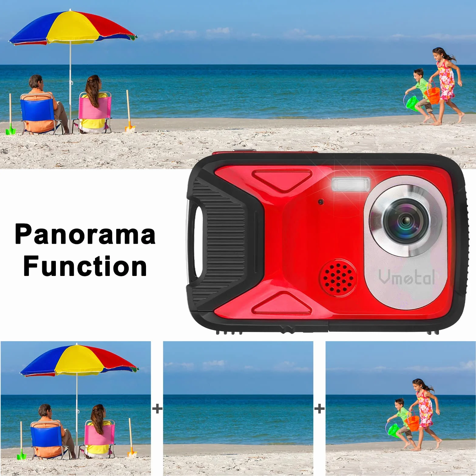 GDC8026 Fotocamera digitale impermeabile/Zoom digitale 8x / 21 MP/FHD 1080P /Schermo LCD TFT da 2,8"/ Telecamera subacquea per bambini/Adolescenti/Studenti/Principianti/Anziani (Rosso)