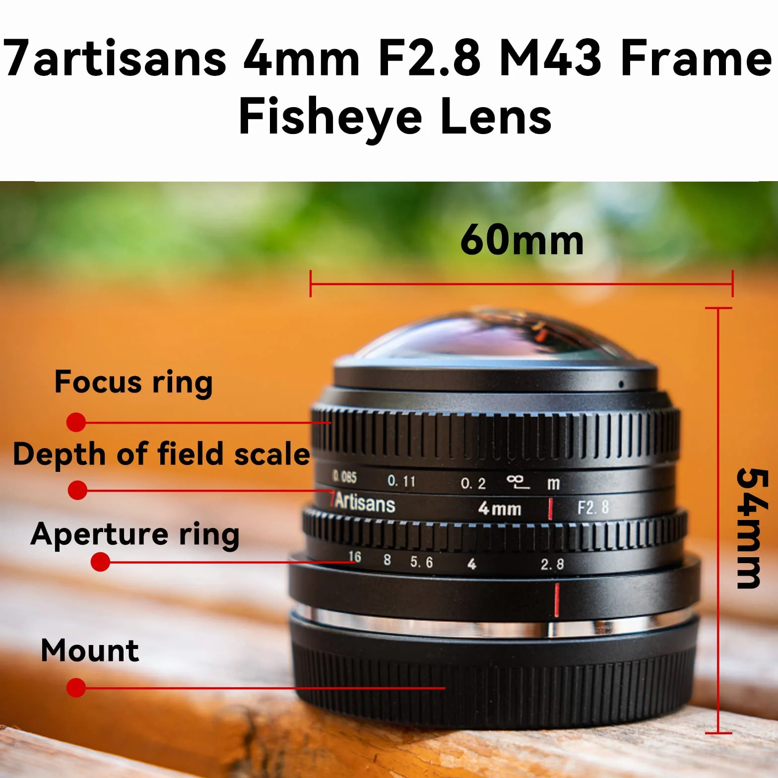 7Artisans 4 mm F2.8 Fisheye Ultra Wide Angle Lens APS-C Manuale Focus Prime Lens Compatibile con Fujifilm FX-Mount Mirrorless Camera X-T1 X-T2 X-T3 X-T20 X-T30 X-E1 X-E2 X-E3