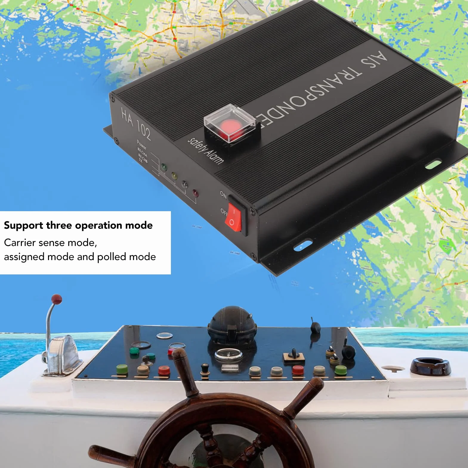 Elprico Ricetrasmettitore AIS Marino, Transponder Doppio Canale 156,025-162,025 MHz z Przyciskiem SOS