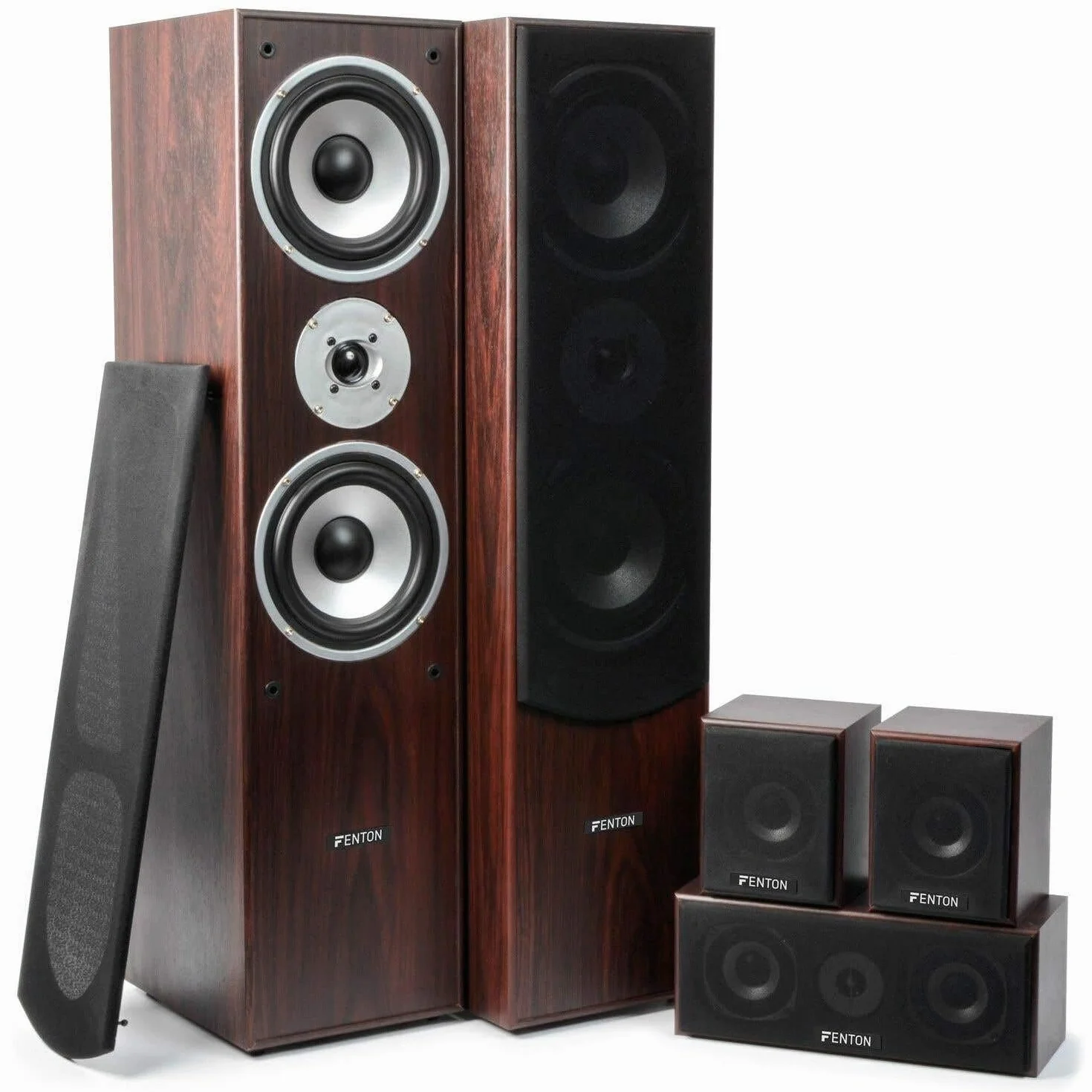 Fenton HF5W Home Cinema 5.0 - Noce 335 Watt, Confezione da 5 altoparlanti Home Cinema, ideale per film e musica