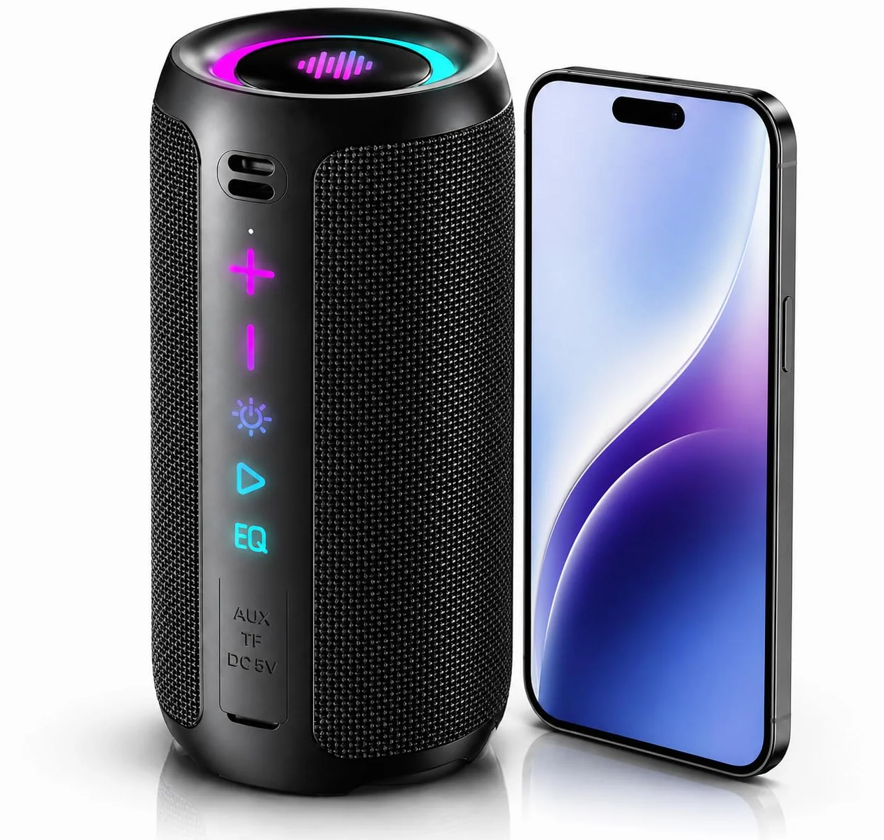 TIMU Cassa Bluetooth Portatile Potente, 25W Altoparlante Bluetooth 5.4 con 2 Modalità EQ, Basso Profondo, IPX7 Impermeabile Speaker, TWS, 24H di Autonomia, 8 Modalità RGB, Supporto AUX/TF