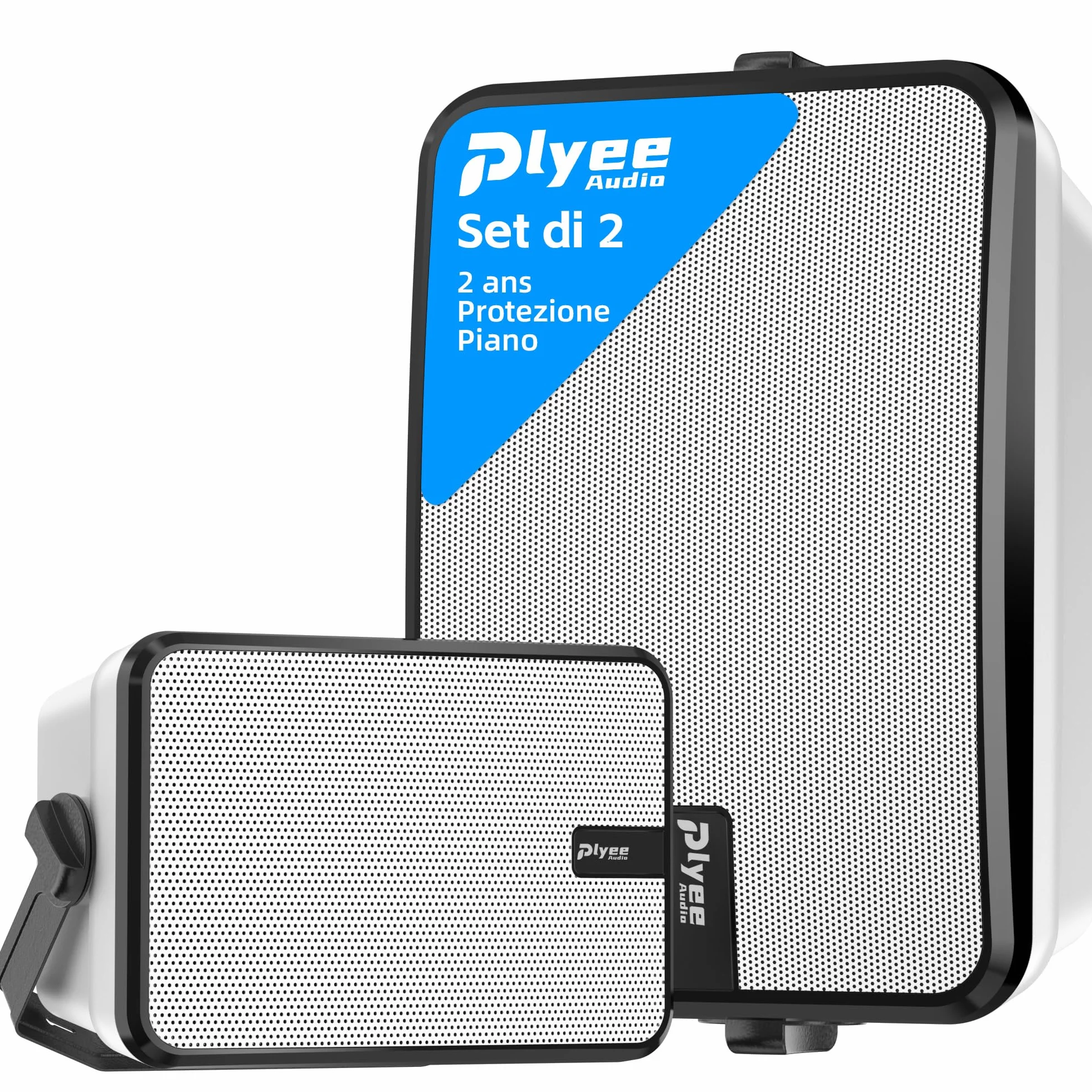 Altoparlanti Bluetooth da Esterno 600W, Sincronizzazione Wireless, Bassi Potenti, Montaggio a Parete, Confezione da 2, Bianco MZ-658