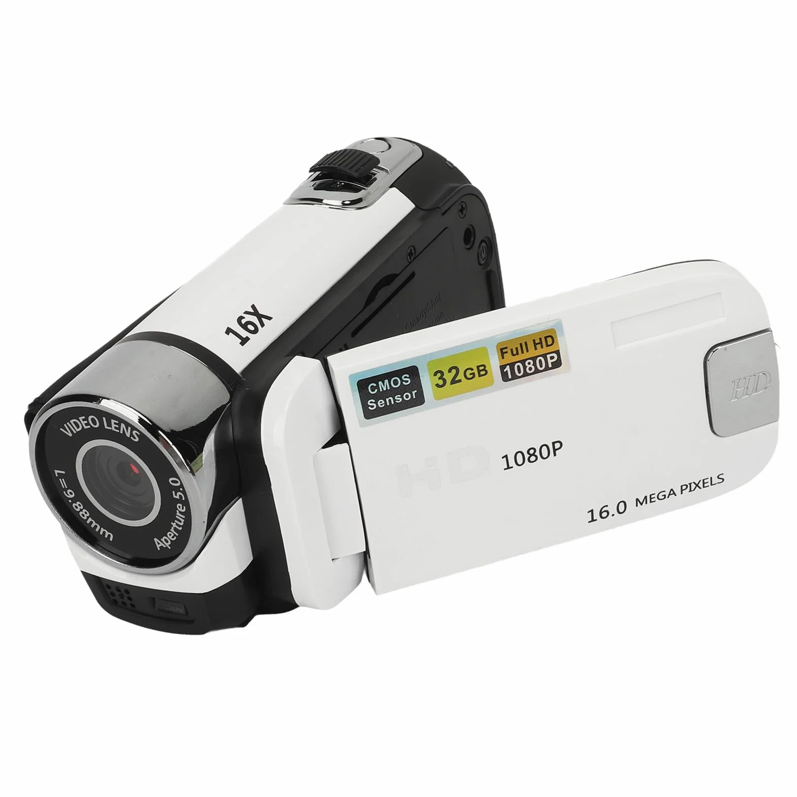 lyrlody Fotocamera Digitale da 16 MP, Registrazione Video 1080p, Display Rotante da 2,4 Pollici, Zoom Digitale 16x e Luce di Riempimento, per Viaggi, Matrimoni, Film per Bambini (WHITE)