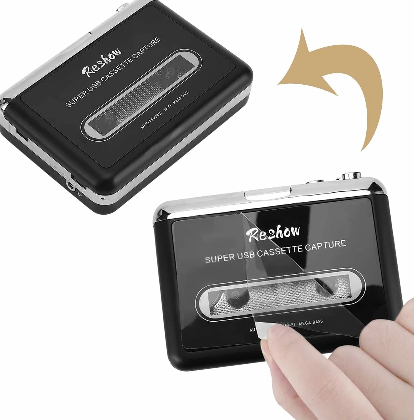 Reshow Przenośny Odtwarzacz Kaset Magnetofonowych, Nagrywanie Audio MP3 przez USB, Konwersja Kasety na MP3
