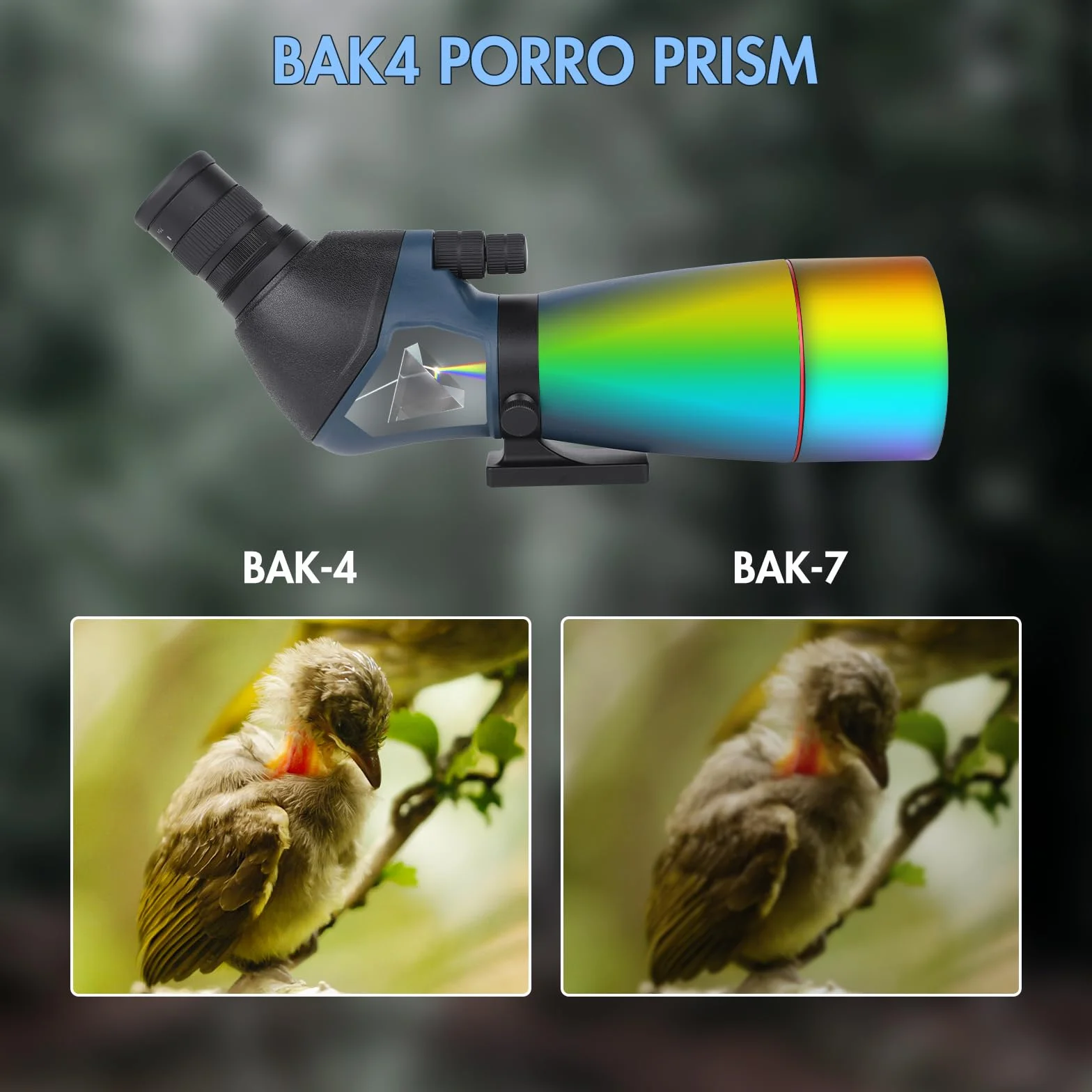 Telescopio ultra HD 25-75 x 70, doppia messa a fuoco, impermeabile, obiettivo FMC, prisma BAK4, custodia, treppiede, caccia, bird watching, paesaggi selvatici (blu)