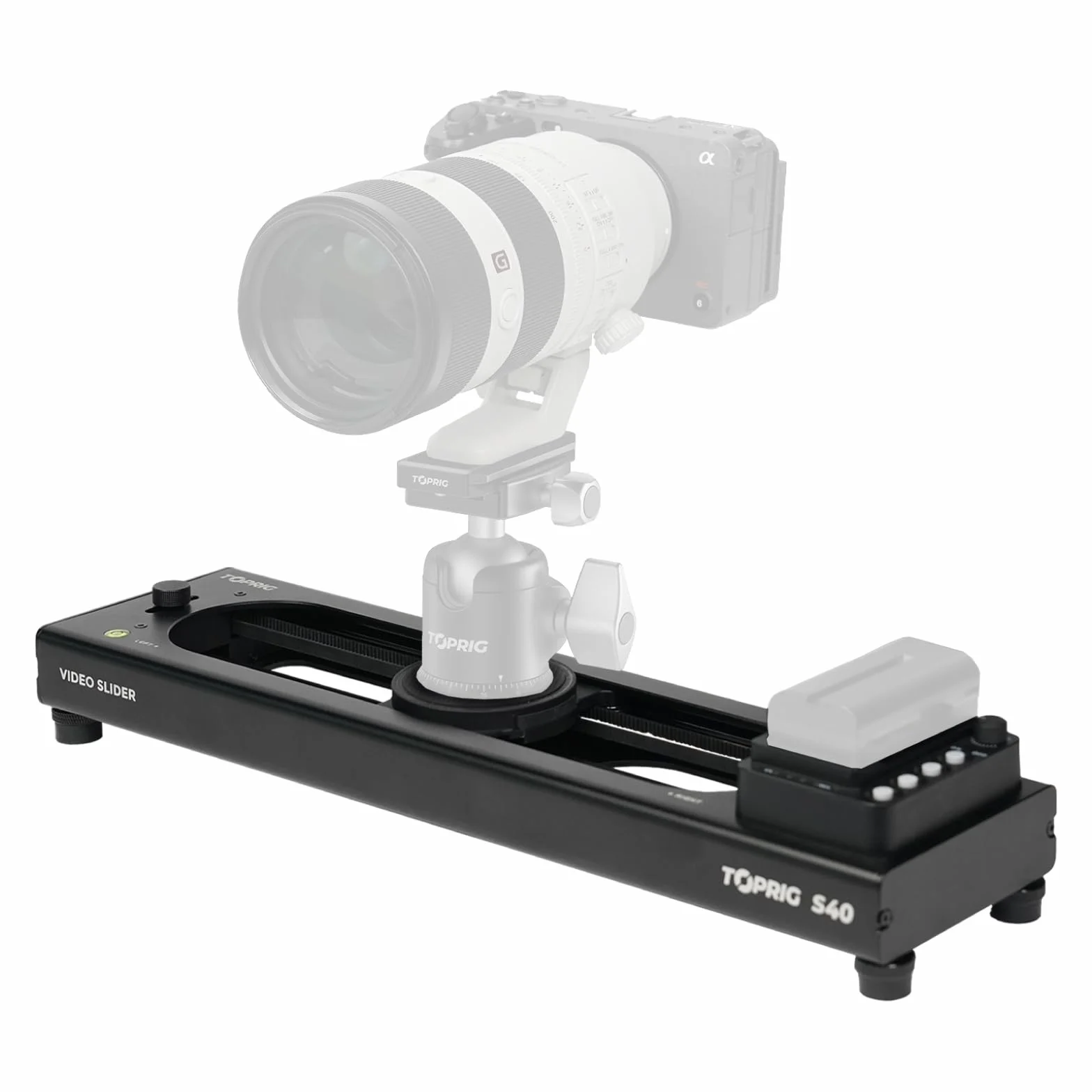 Accsoon Toprig S40 Slider per Fotocamera Motorizzato 15,7"/40cm, lega di alluminio Tramite Pulsante o Controllo APP Bluetooth, Time Lapse, Focus Shot, Panoramica a 120°, per Fotocamera, DSLR, etc.