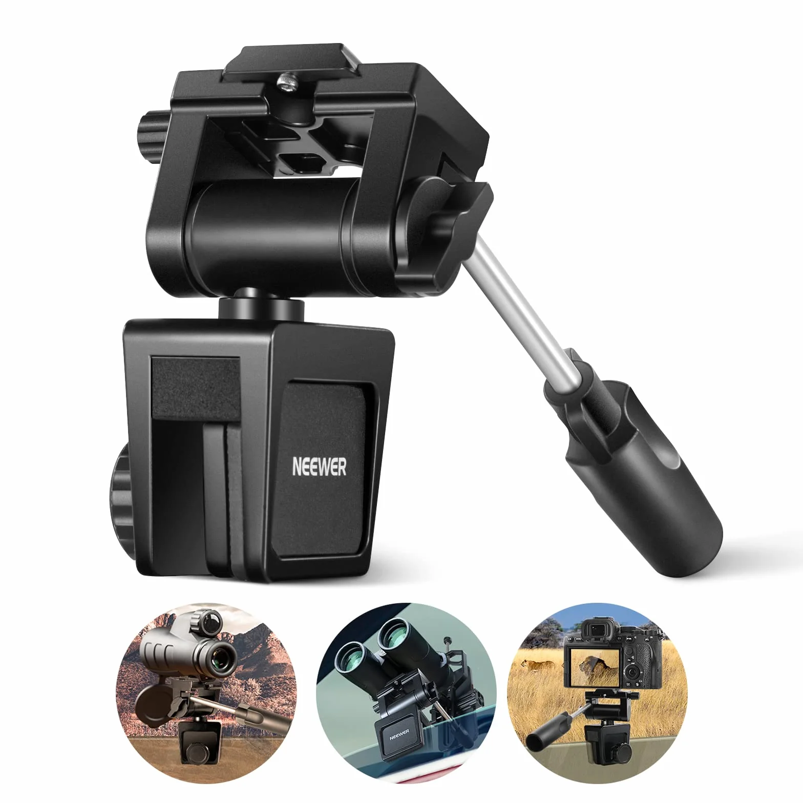 NEEWER Supporto per Finestrino Auto con Maniglia per Spotting Scope, Resistente per DSLR Telescopi, Rotazione a 360° Inclinazione a 120° per Osservazione di Fauna Selvaltica, Bird Watching, Scoutismo