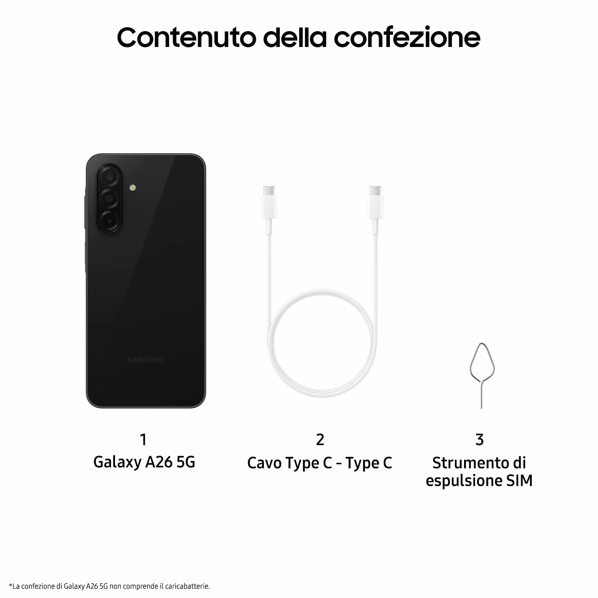 Samsung Galaxy A26 5G, Smartphone con Funzioni intelligenti, 3 anni di Garanzia del produttore, Display Super AMOLED 6.7”, 6GB RAM, 128GB, 5.000 mAh, memoria espandibile, Black [Versione Italiana]