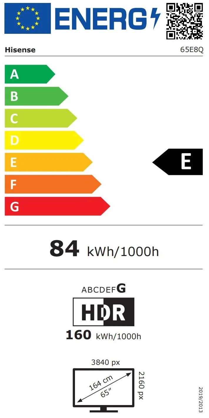 Hisense TV 65" Mini-LED 4K 144Hz Smart VIDAA U8 Dolby Vision IQ HDR10+ Adaptive Dolby Atmos 2.1 Subwoofer Alexa Built-in