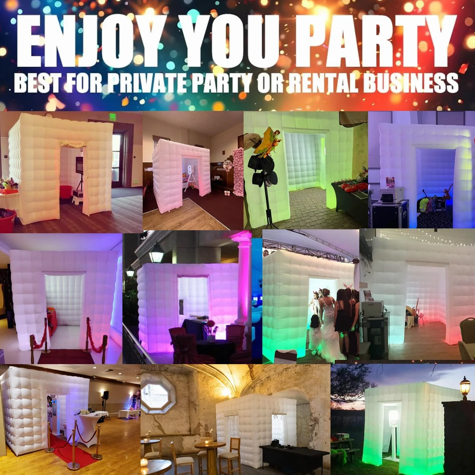 SAYOK Alloggiamento gonfiabile per foto con luce LED e soffiatore d'aria, tenda da 2,5 m, per eventi di matrimonio (due porte)