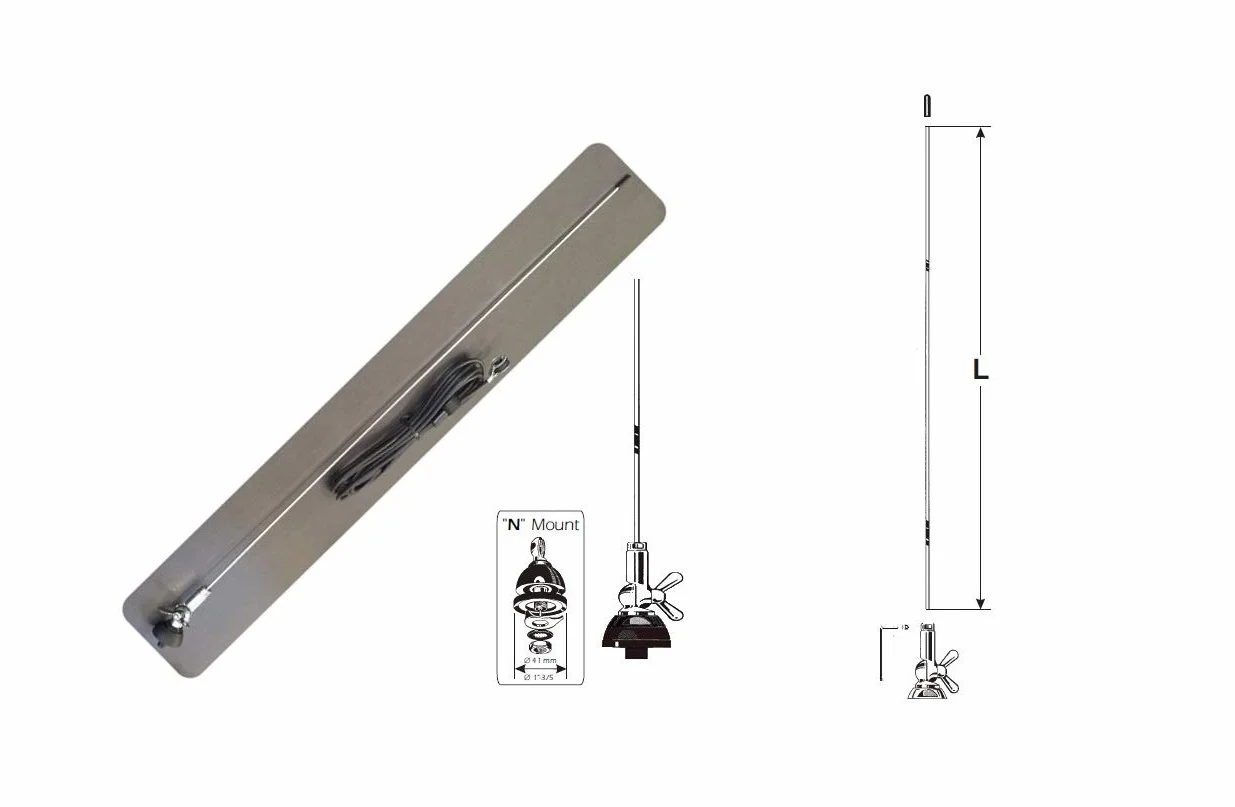 SIRIO SMA 108-550 NE ANTENNA IN ACCIAIO VHF O UHF VEICOLARE 108 … 550 MHz TARABILE