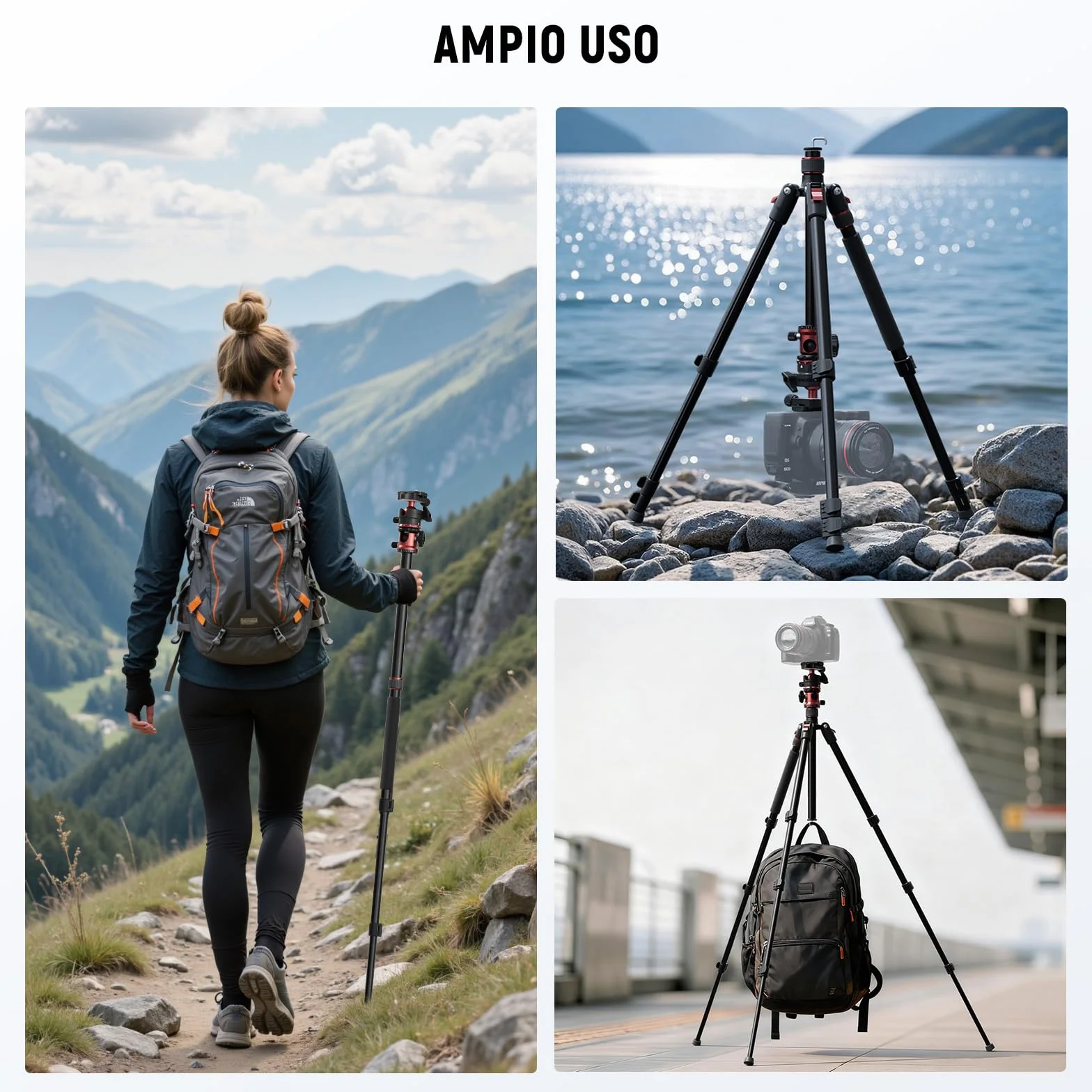 NEEWER BASICS Monopiede Treppiede Fotocamera da 1,8m con Colonna Centrale e Testa Sfera, Overhead Tripod DSLR Cellulare a Sgancio Rapido Compatibile con iPhone per Riprese Video Viaggio, Max 8kg, TP16
