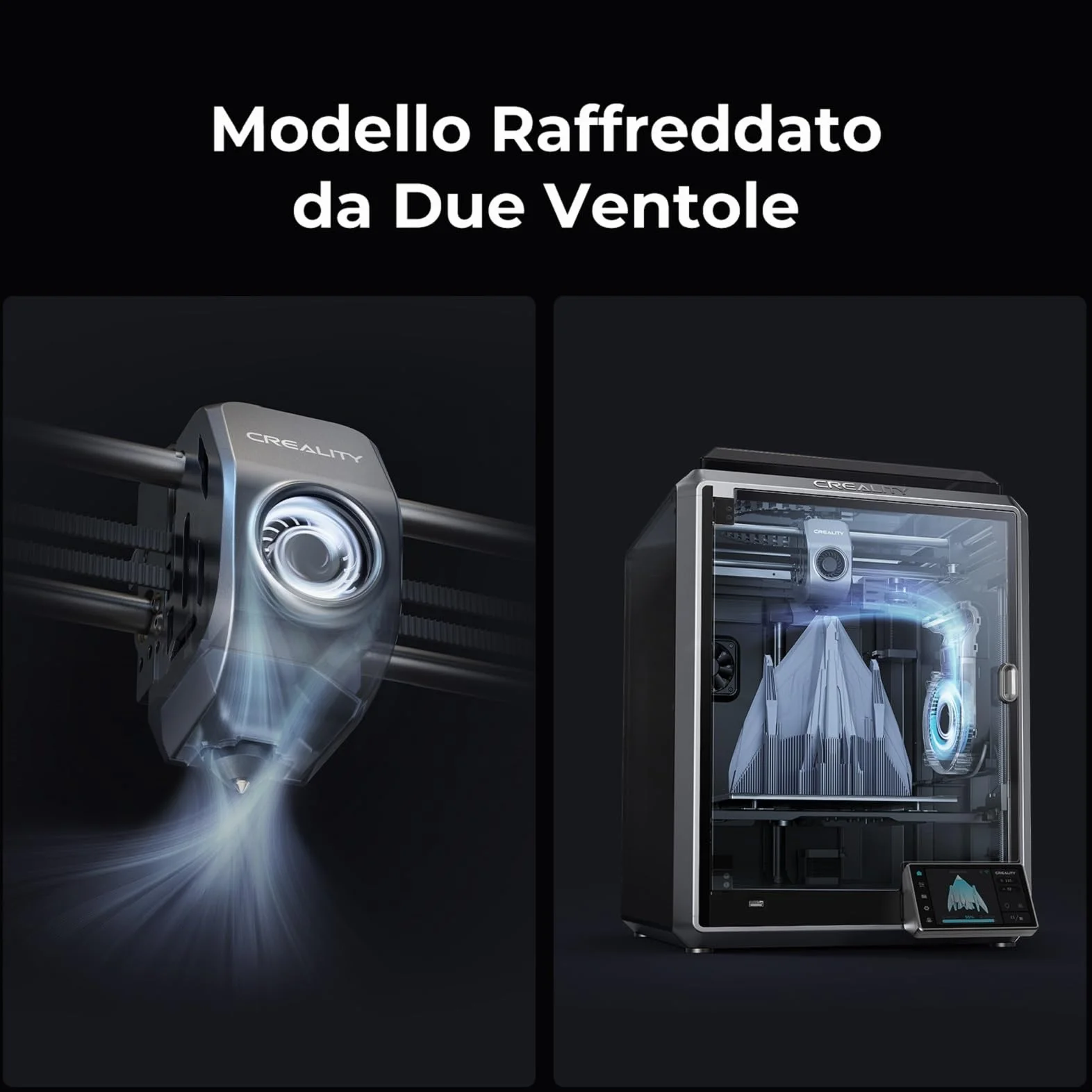 Creality K1 Stampante 3D 600 mm/s ad alta velocità, Livellamento Automatico, Dettaglio Liscio di 0,1 mm Aggiornato, Raffreddatore a Doppia Ventola, Dimensioni di Stampa 8,66x8,66x9,84 po