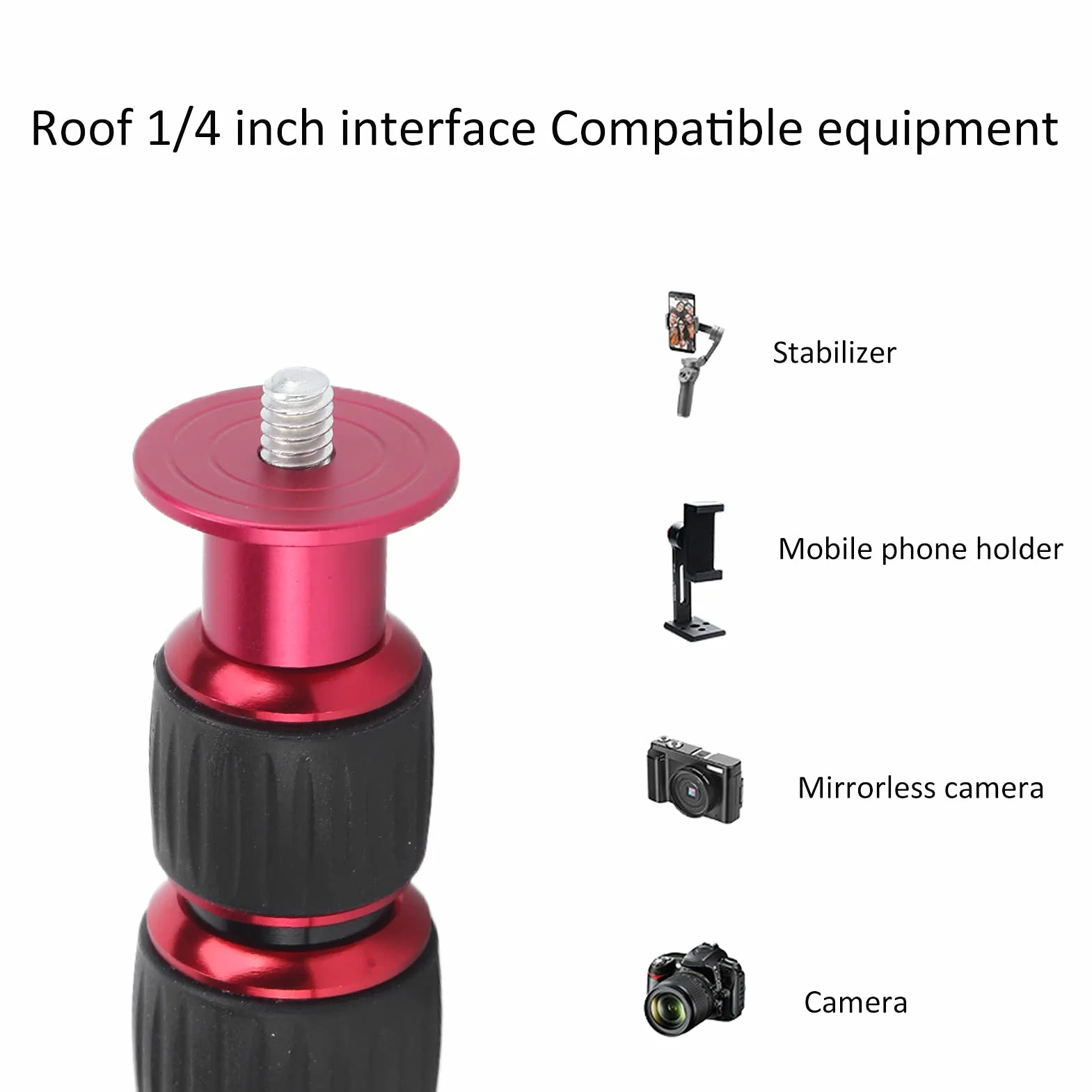 Asta di Prolunga per Monopiede per Fotocamera con 5 Tubi di Prolunga, Lega di Alluminio, Vite da 1/4 di Pollice, capacità di Carico di 5 Kg, per Treppiede, Monopiede, Estensione